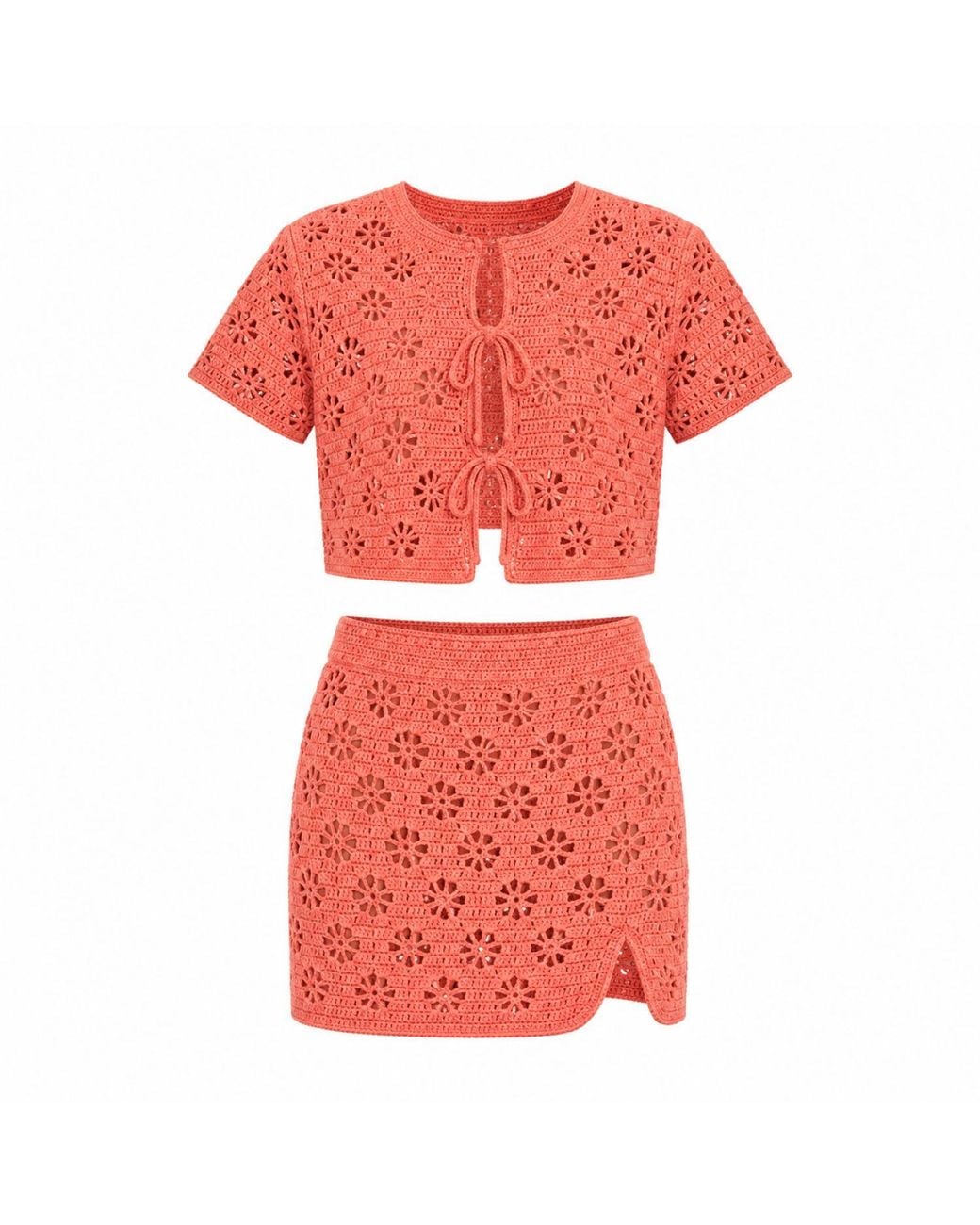 Muche Et Muchette Pink Shara Crop Top & Mini Skirt Set