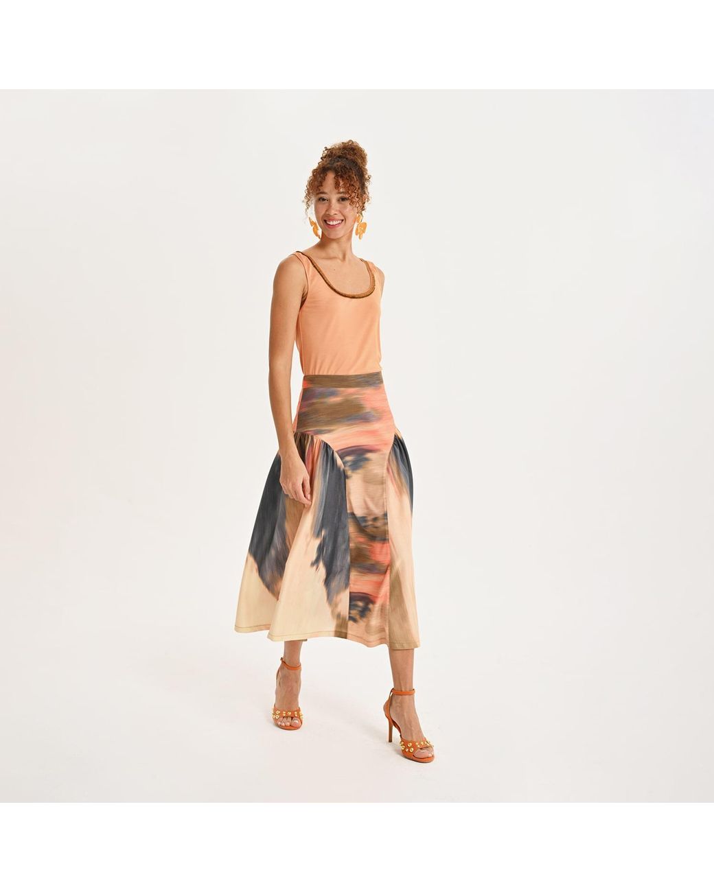 Lalipop Design Pink Flow Panel Midi Skirt