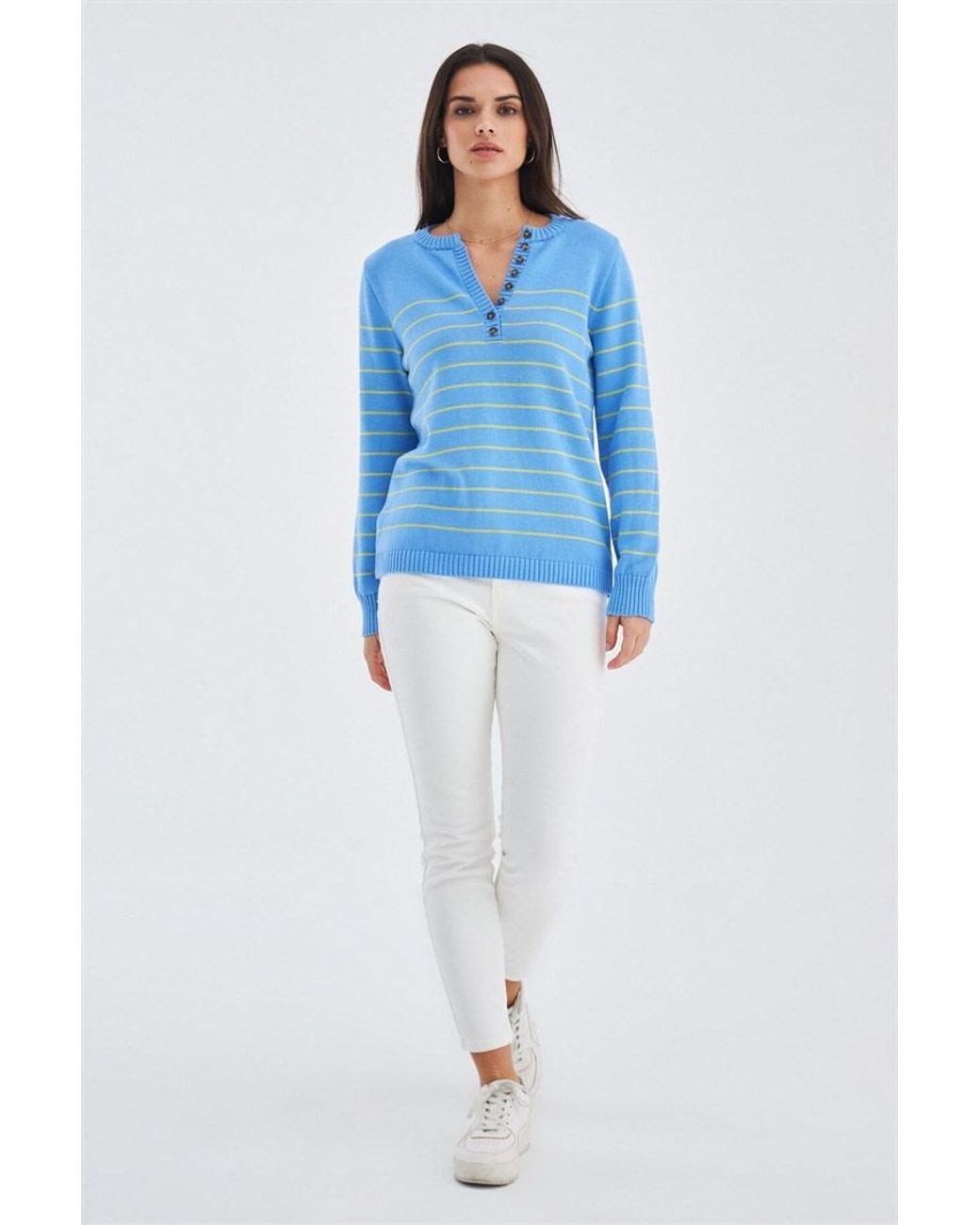 Peraluna Blue Beluga Seasonal Striped Knit Pullover