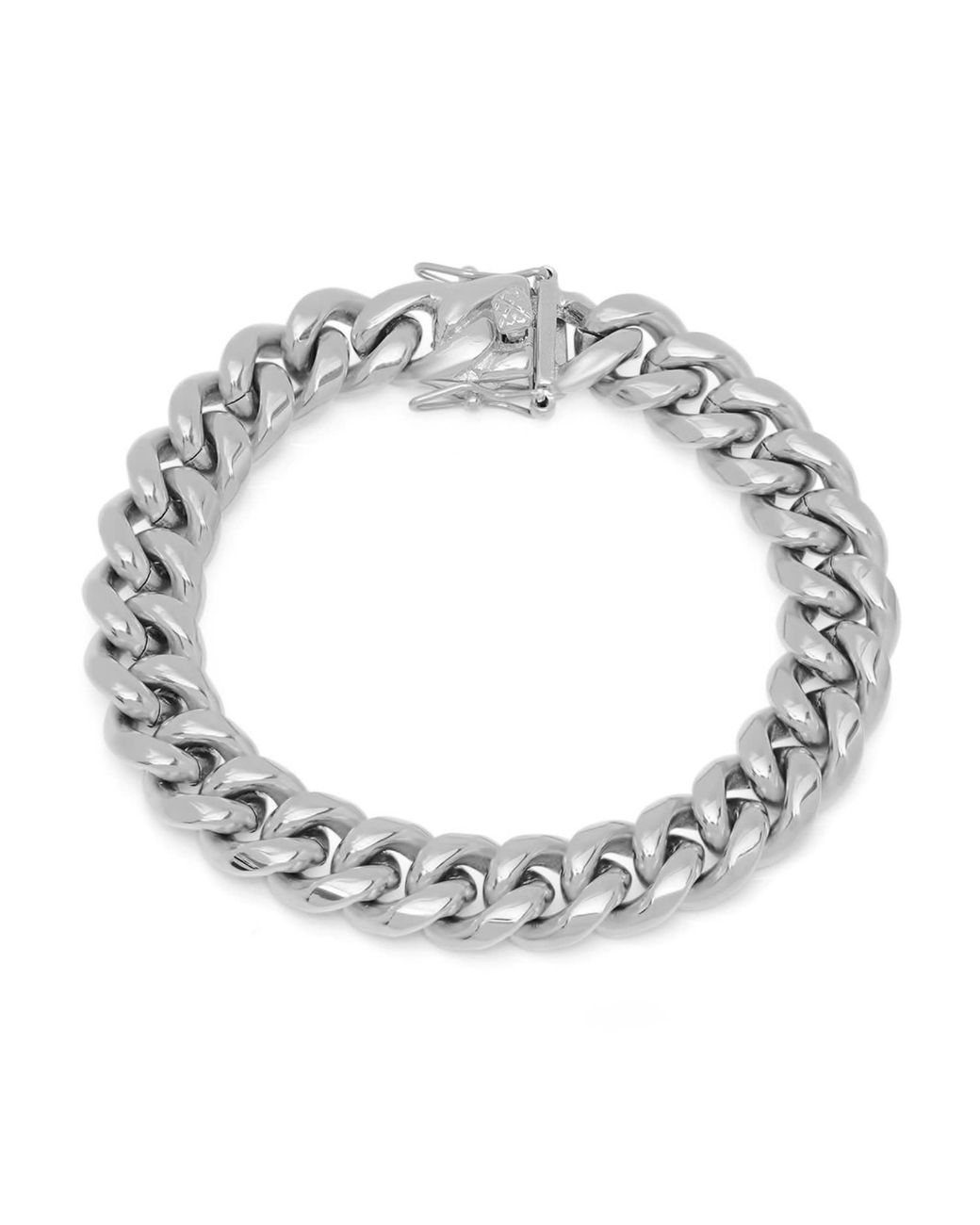 Steeltime Metallic Stainless Steel 12Mm Miami Cuban Bracelet With Box Clasp 8.5 Inch for men