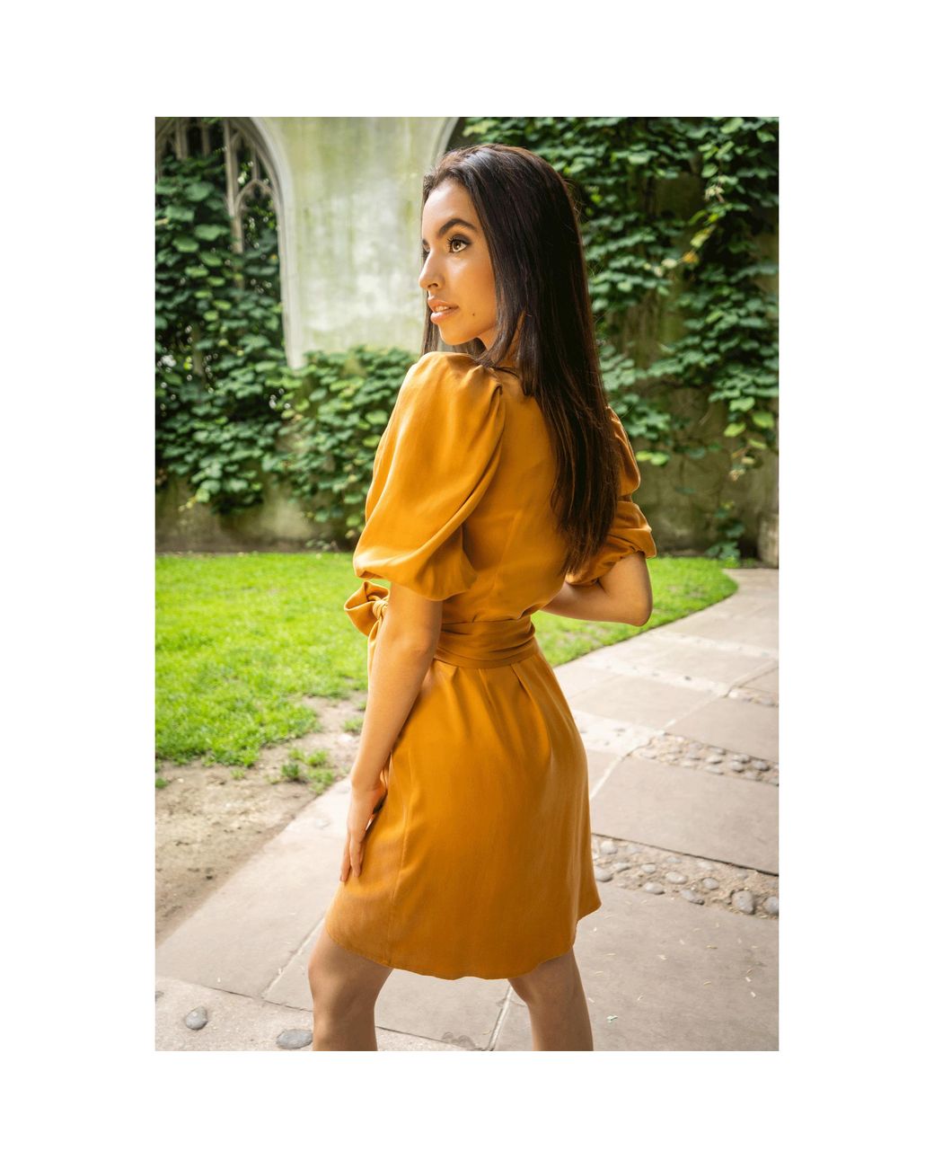Femponiq Brown Draped Vegan-cupro Wrap Dress
