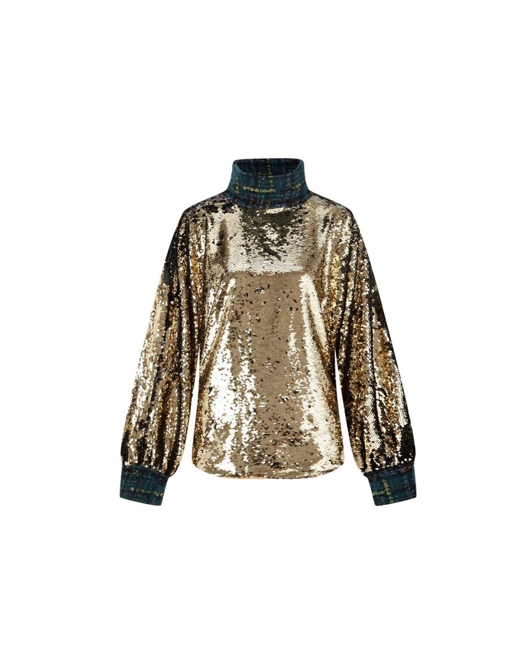 RUE AGTHONIS Green Chasser Sequined Top