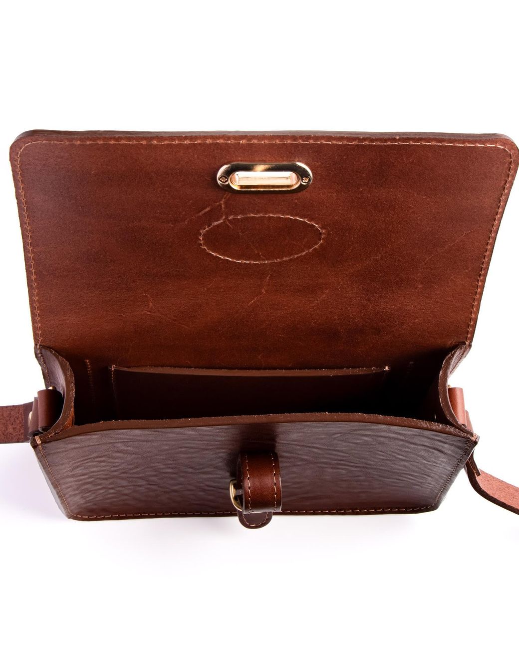 N'damus London Brown Mini Soho Chestnut Leather Crossbody Bag
