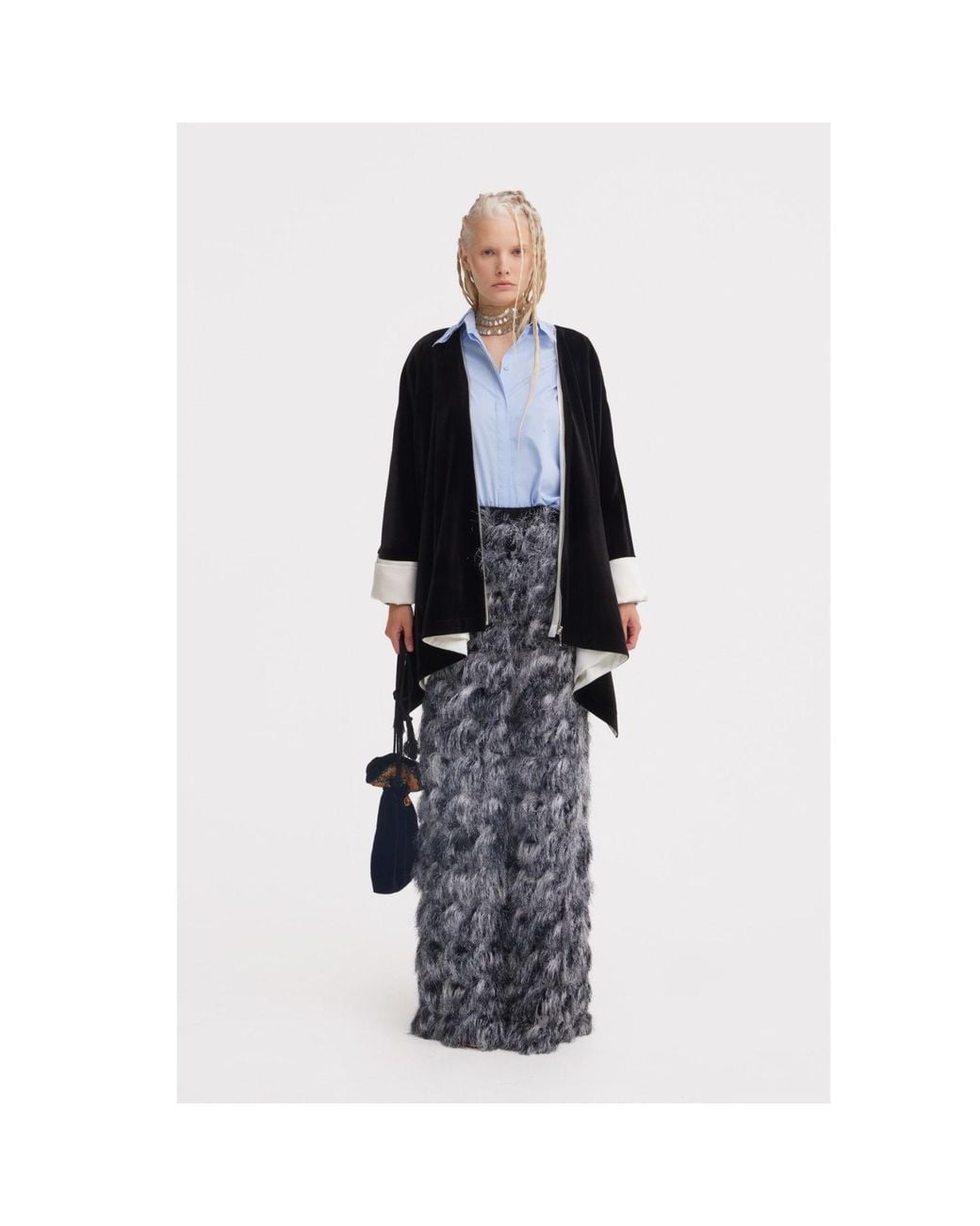 Julia Allert Gray Textured High-Waist Pants – Charcoal
