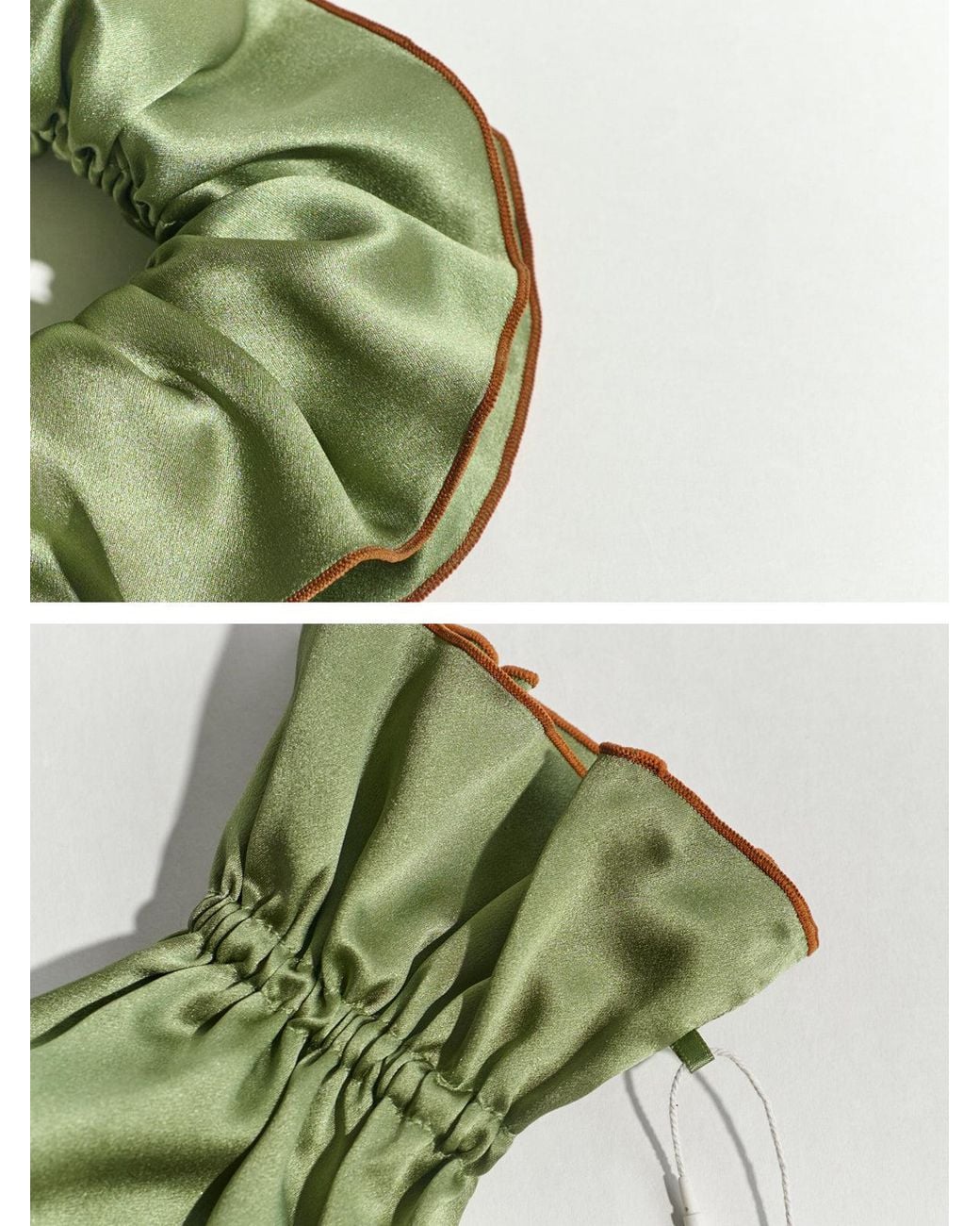 Lost Pattern Green Maxi Flower Double-Layer Oversized Silk Scrunchie