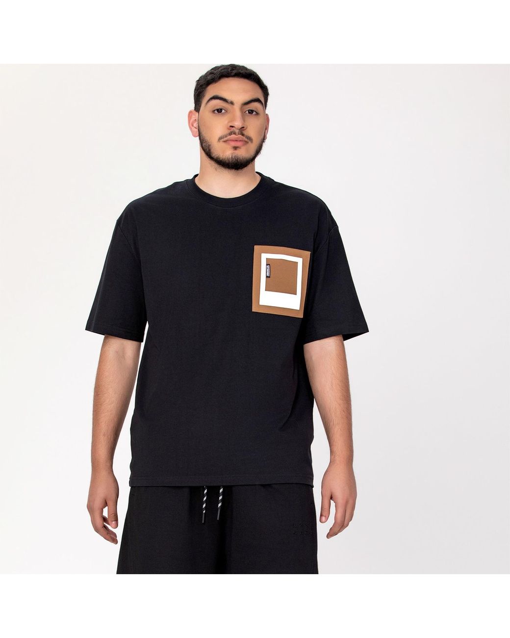Smart and Joy Black Pocket Window T-Shirt for men