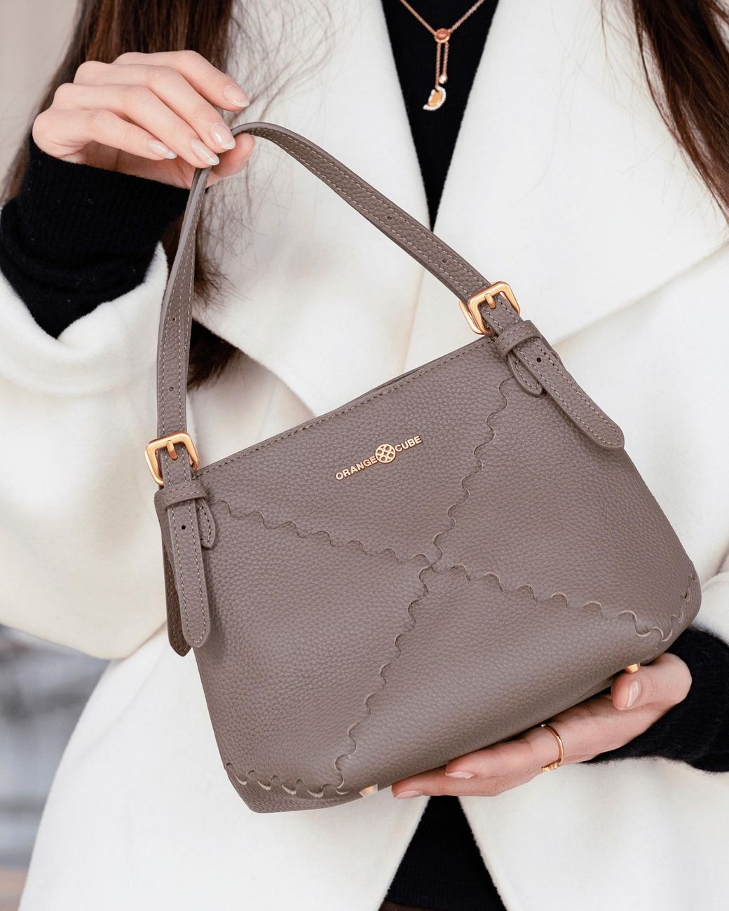 Orange Cube Gray Dusk Mosaic Mini Tote