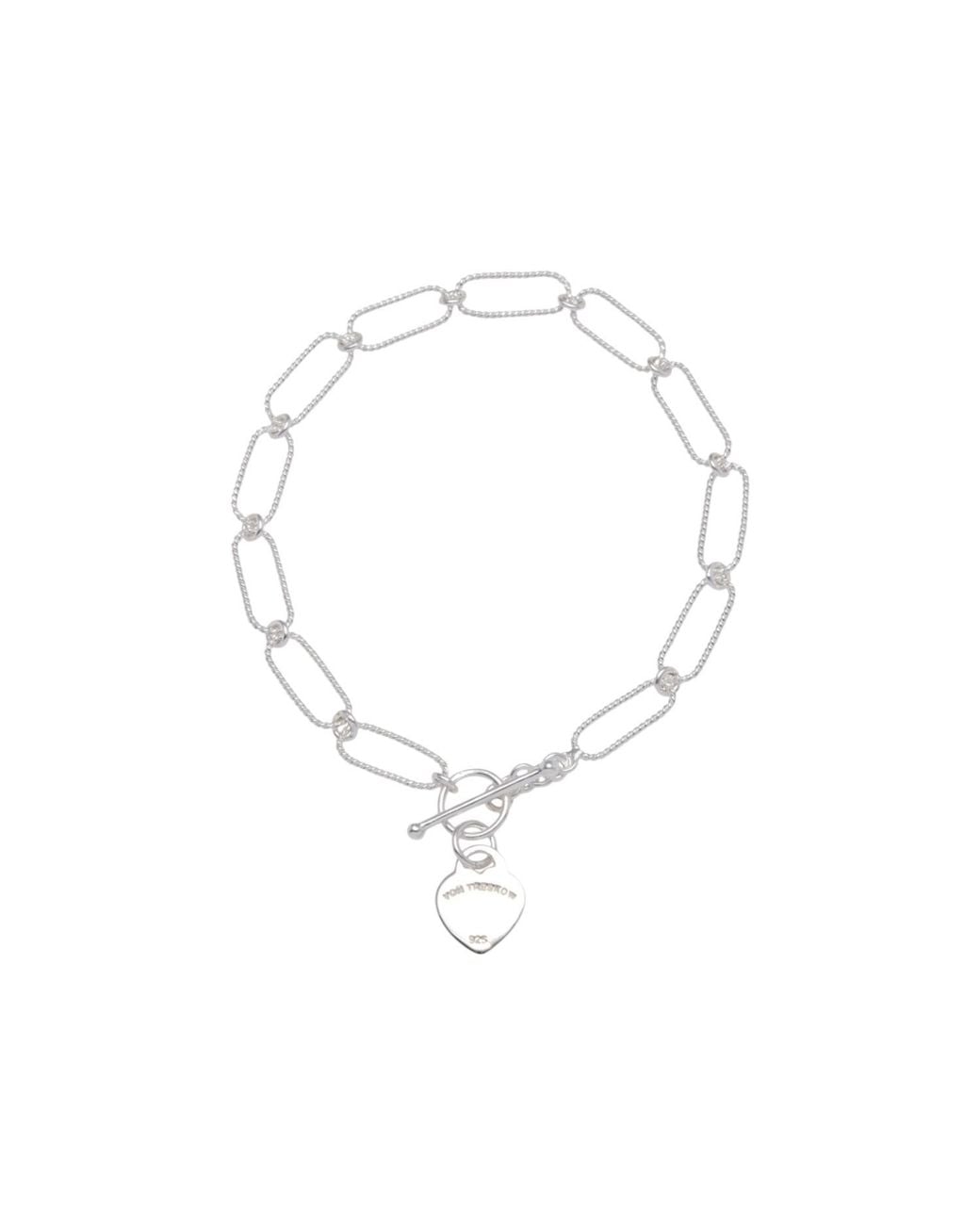 Von Treskow Metallic Twisted Open Clip Chain Bracelet With Flat Vt Heart