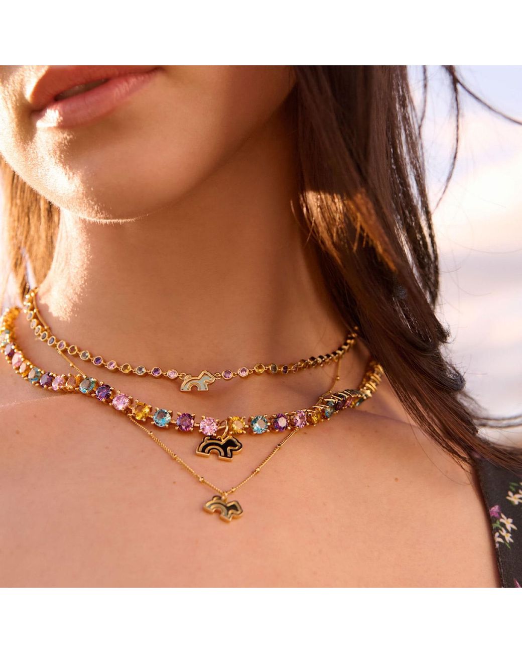Cloud Haven Metallic Mini Dainty Logo Pendant Necklace