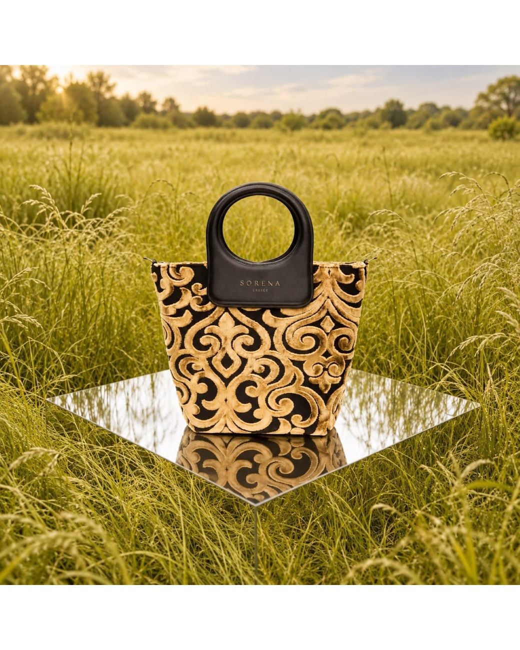 Sorena Metallic Cassandra Medium Statement Top-Handle Bag