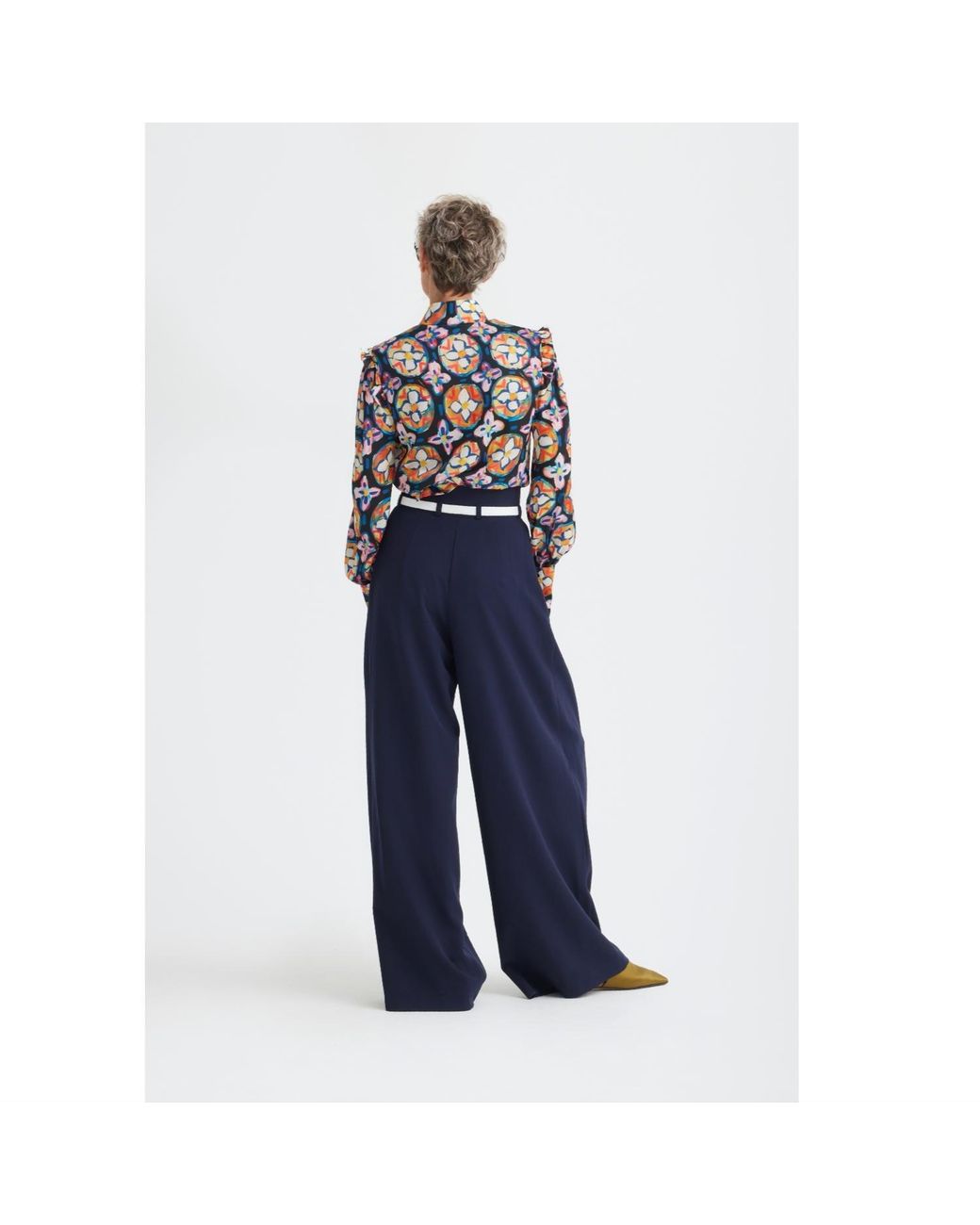 Julia Allert Blue Fashion Forward Wide-Leg Pants & Contrast Belt