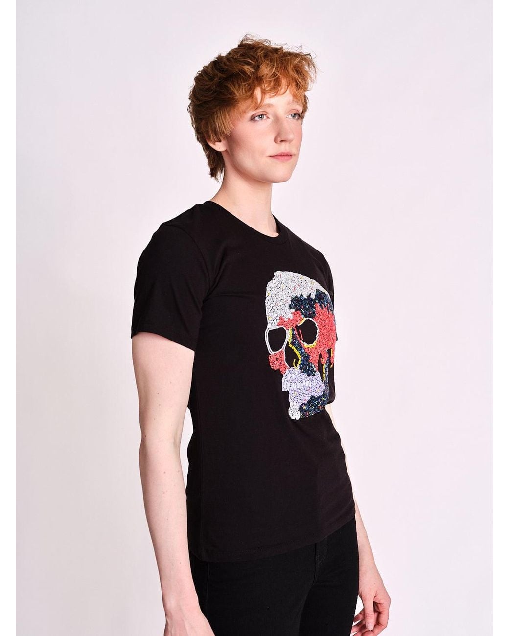 Any Old Iron Black Infra Beaded T-Shirt