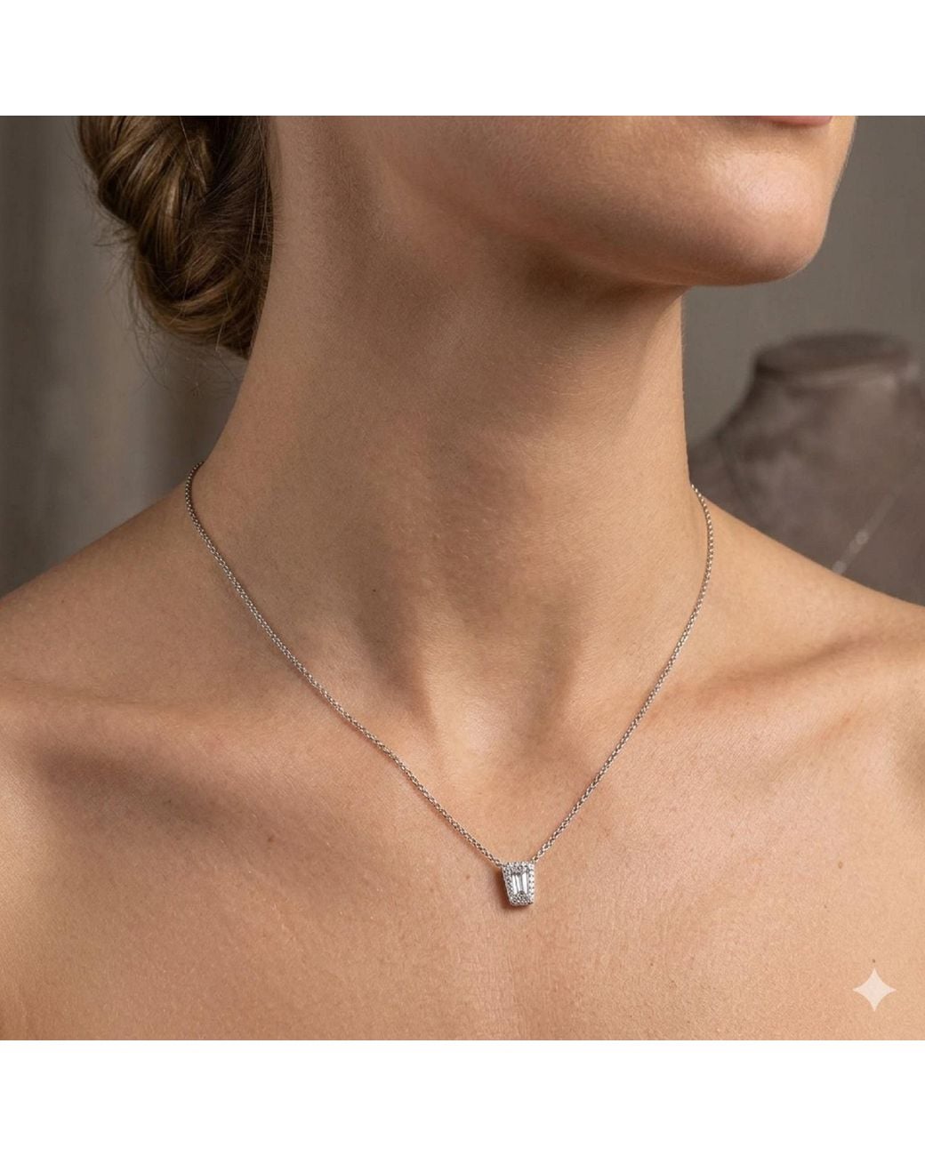 Artisan White 18K Tapered Diamond Triangle Pendant Necklace