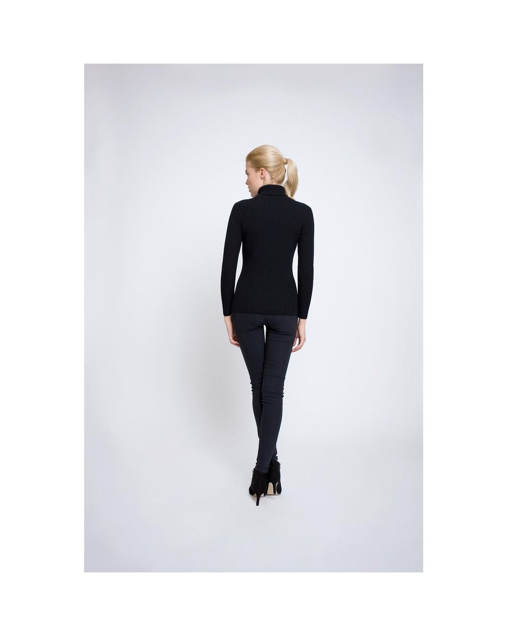 Rumour London Black Mia Ribbed Turtleneck Sweater