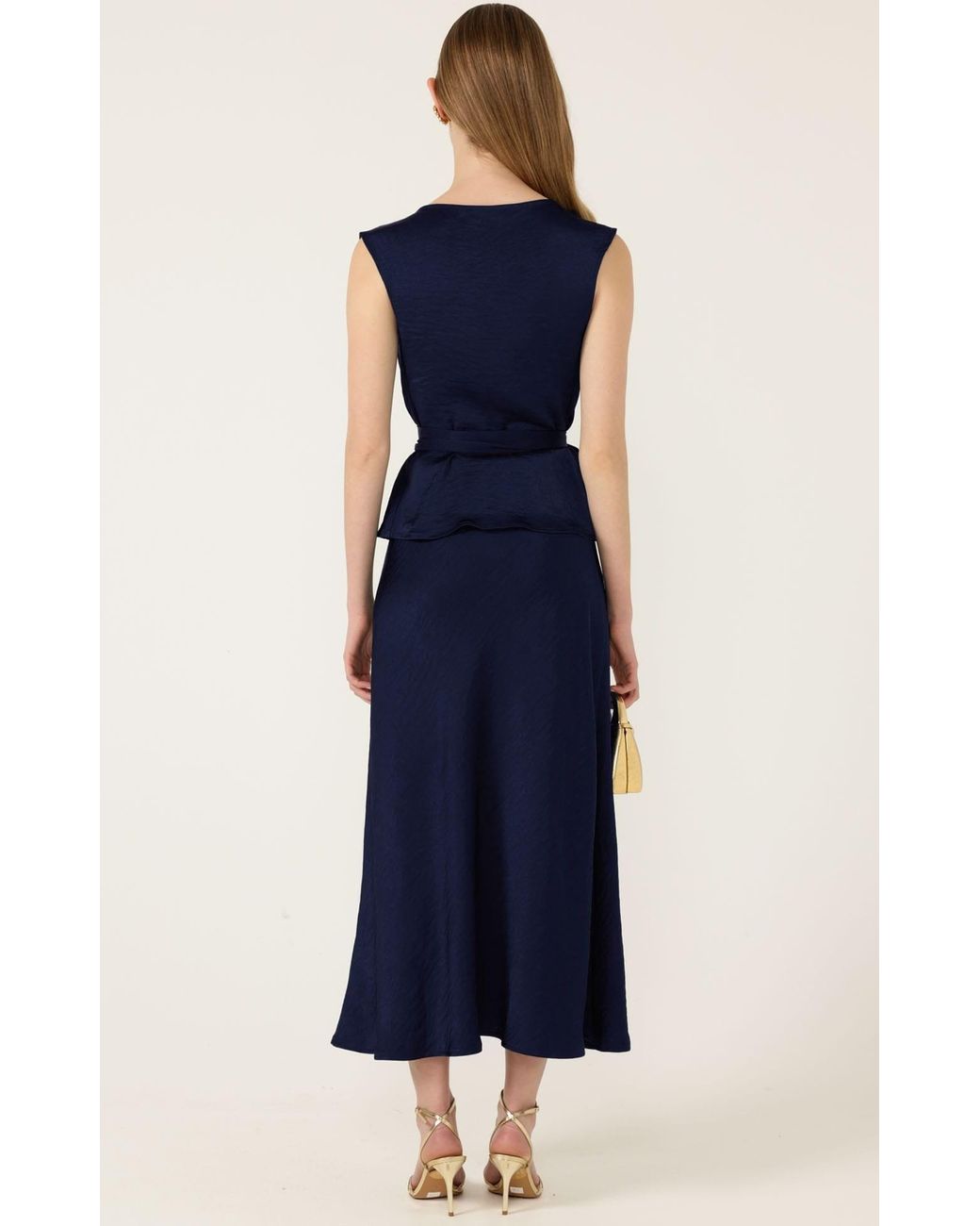 SACHA DRAKE Blue Luxe Cowl Bias Top