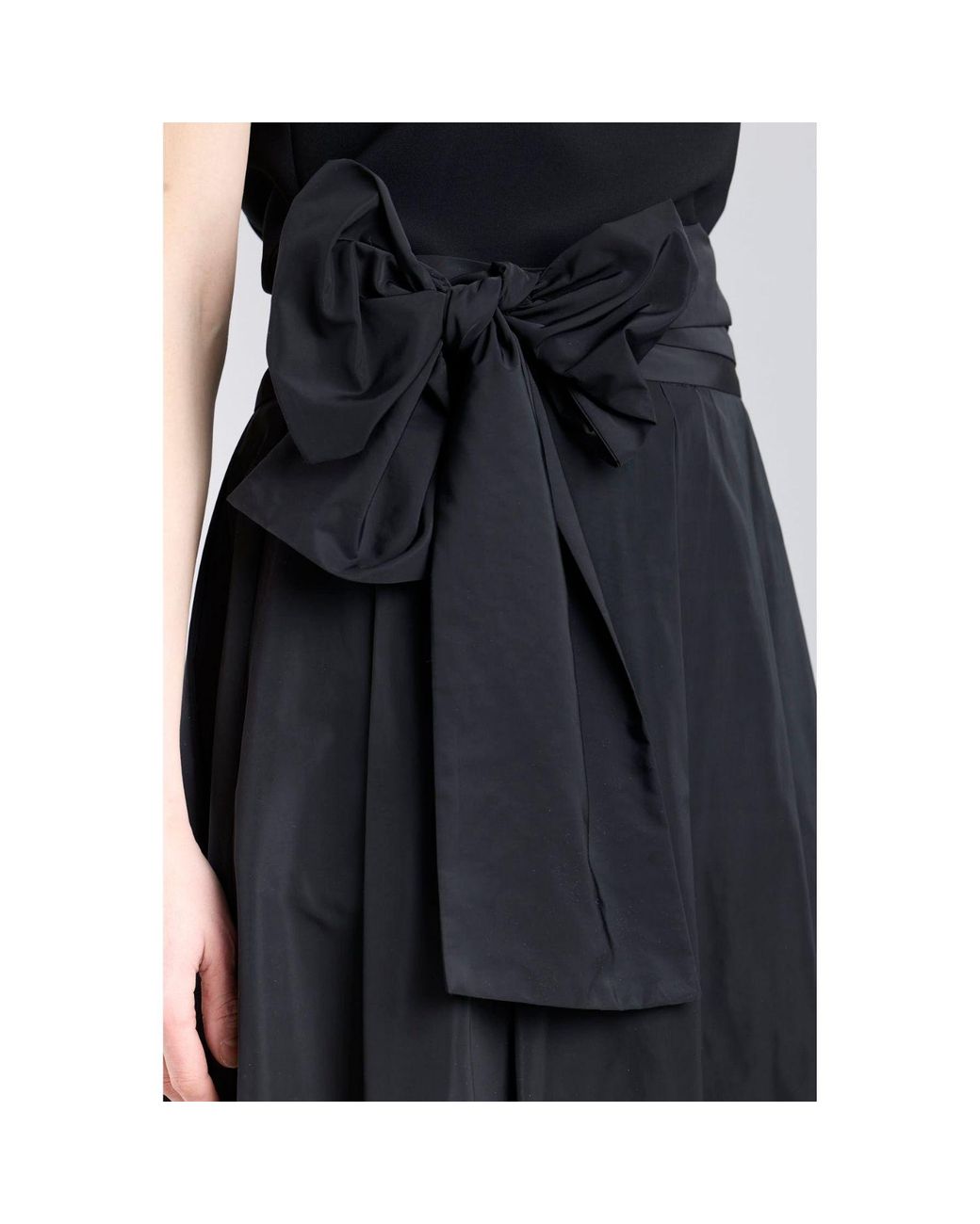 The Extreme Collection Black Midi Skirt Taffeta With Waist Tie