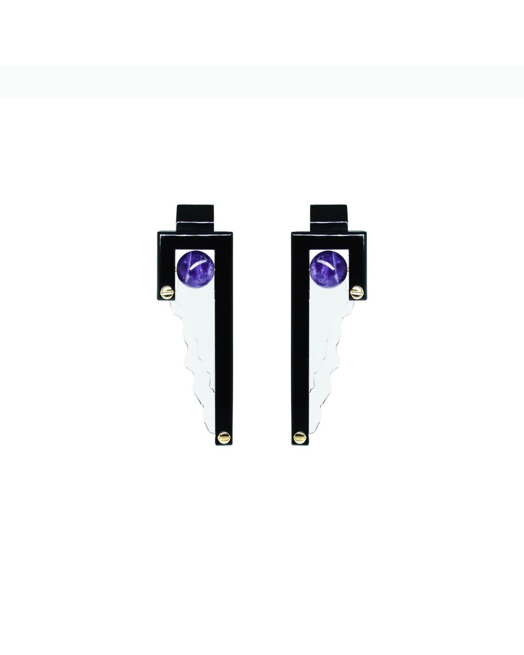 Gissa Bicalho Black Handmade Acrylic Earring Naiade
