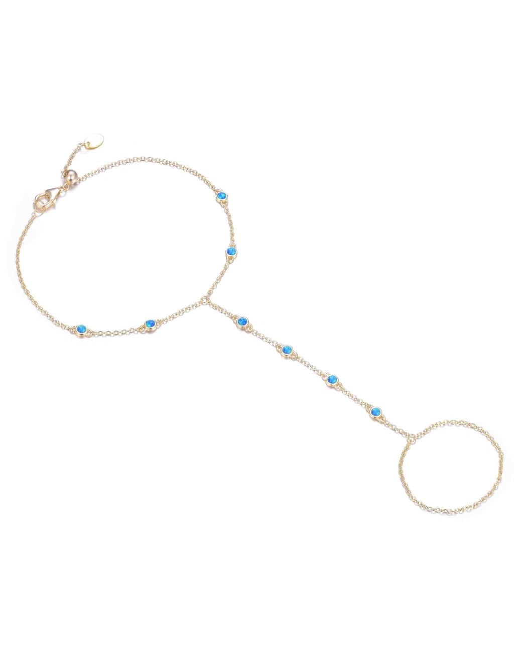 KAMARIA Metallic Eternal Line Hand Chain Bracelet With Opal