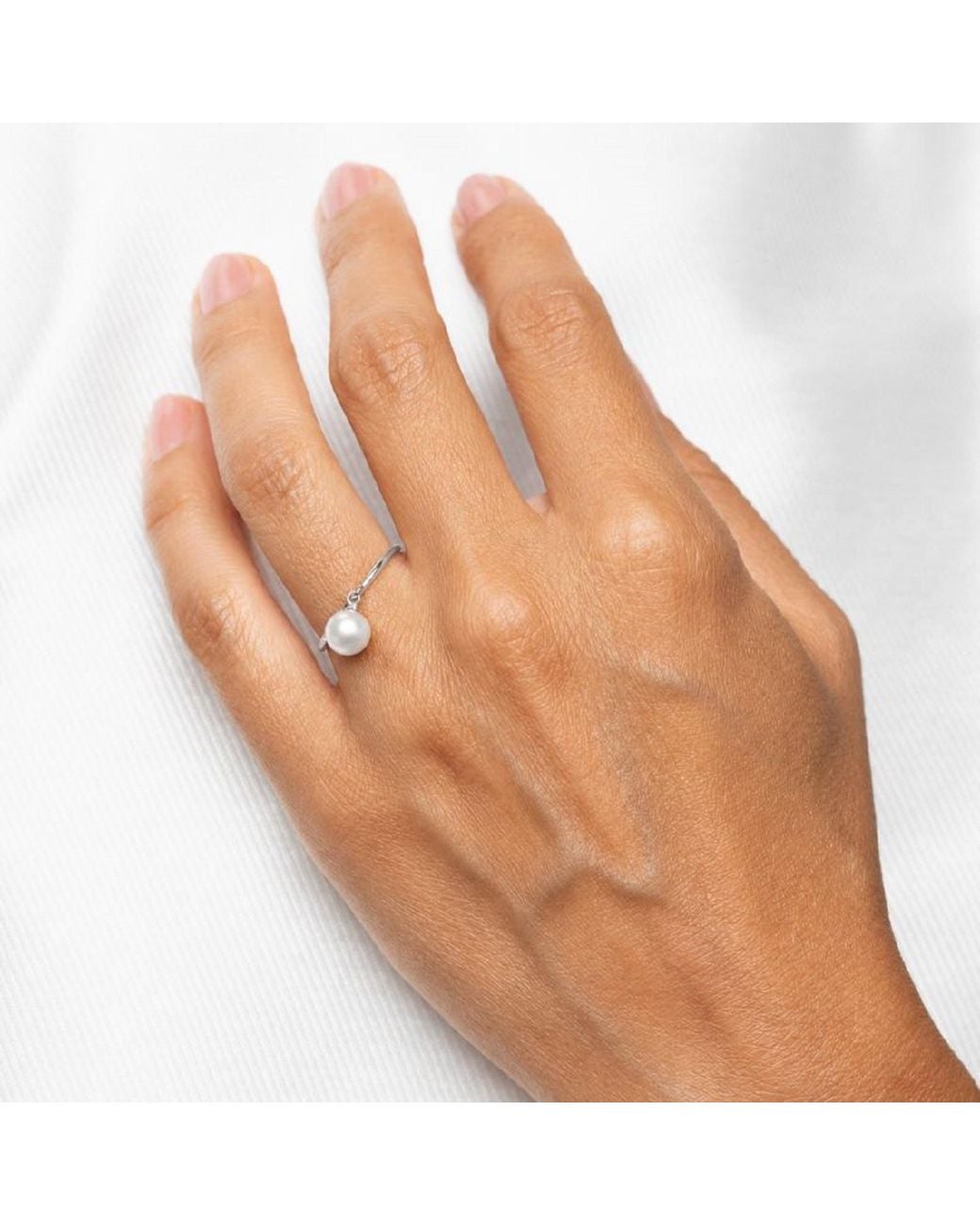 Silver Moon White Pearl Light Sterling Ring