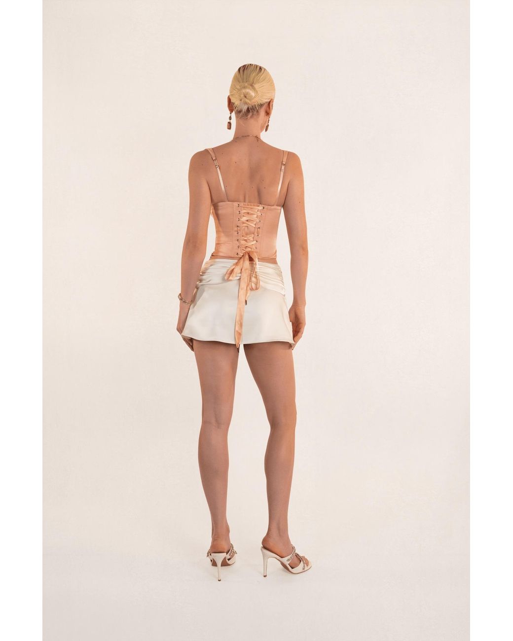 Clerestory White Juliette Cropped Corset With Pleated Cups