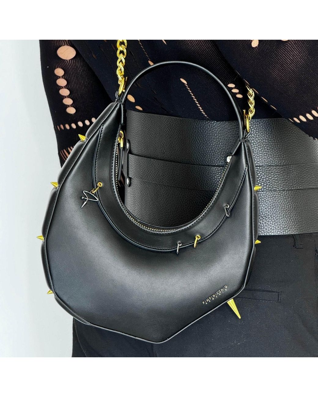 Pimpinicchio New York Black Asymmetrical Hobo Bag
