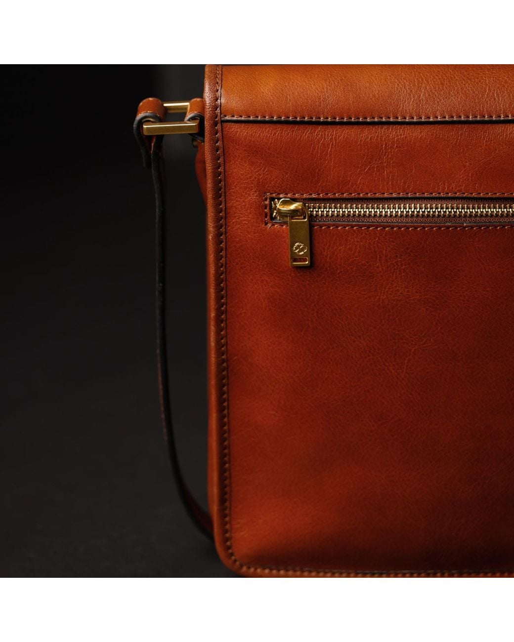 Time Resistance Brown Small Leather Messenger Bag for men