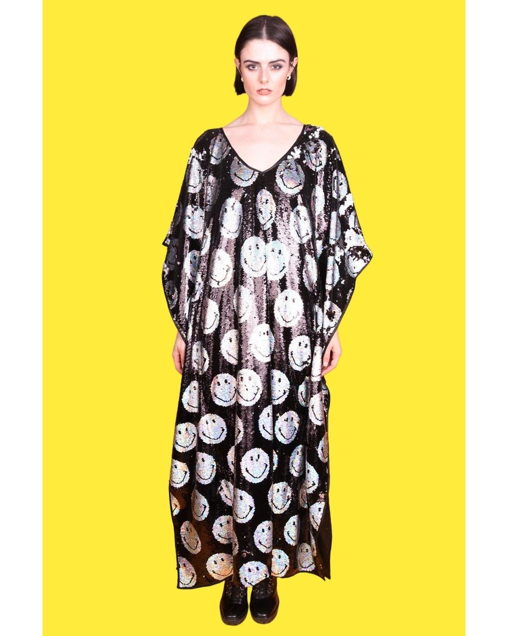 Any Old Iron Multicolor Iridescent Smiley Sequin Kaftan