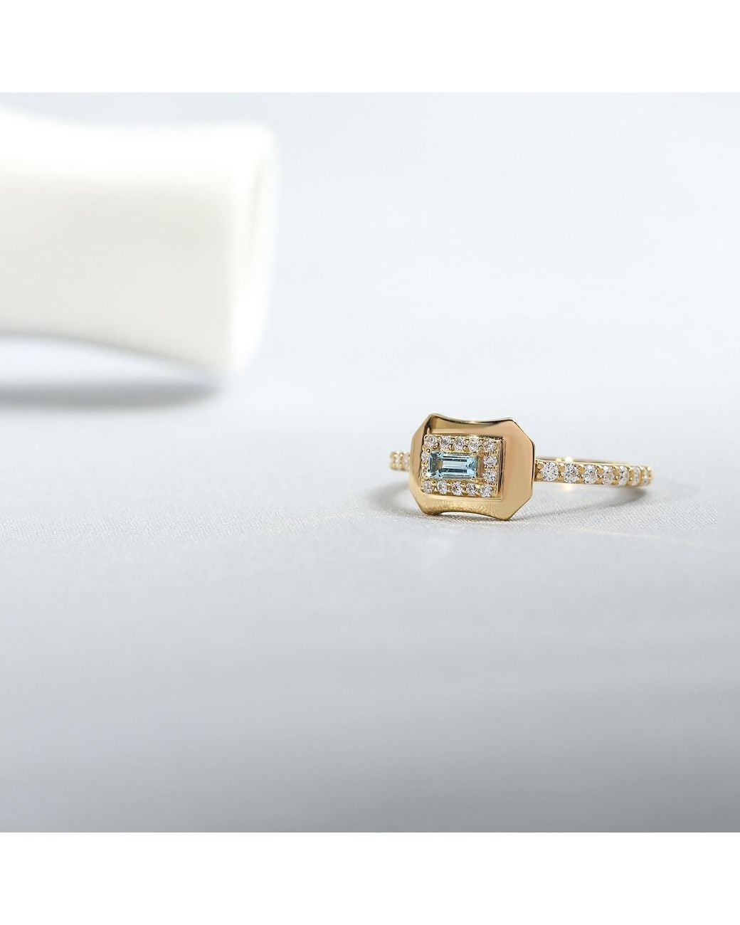 The Jewelz White Aqua Innes Signet Ring