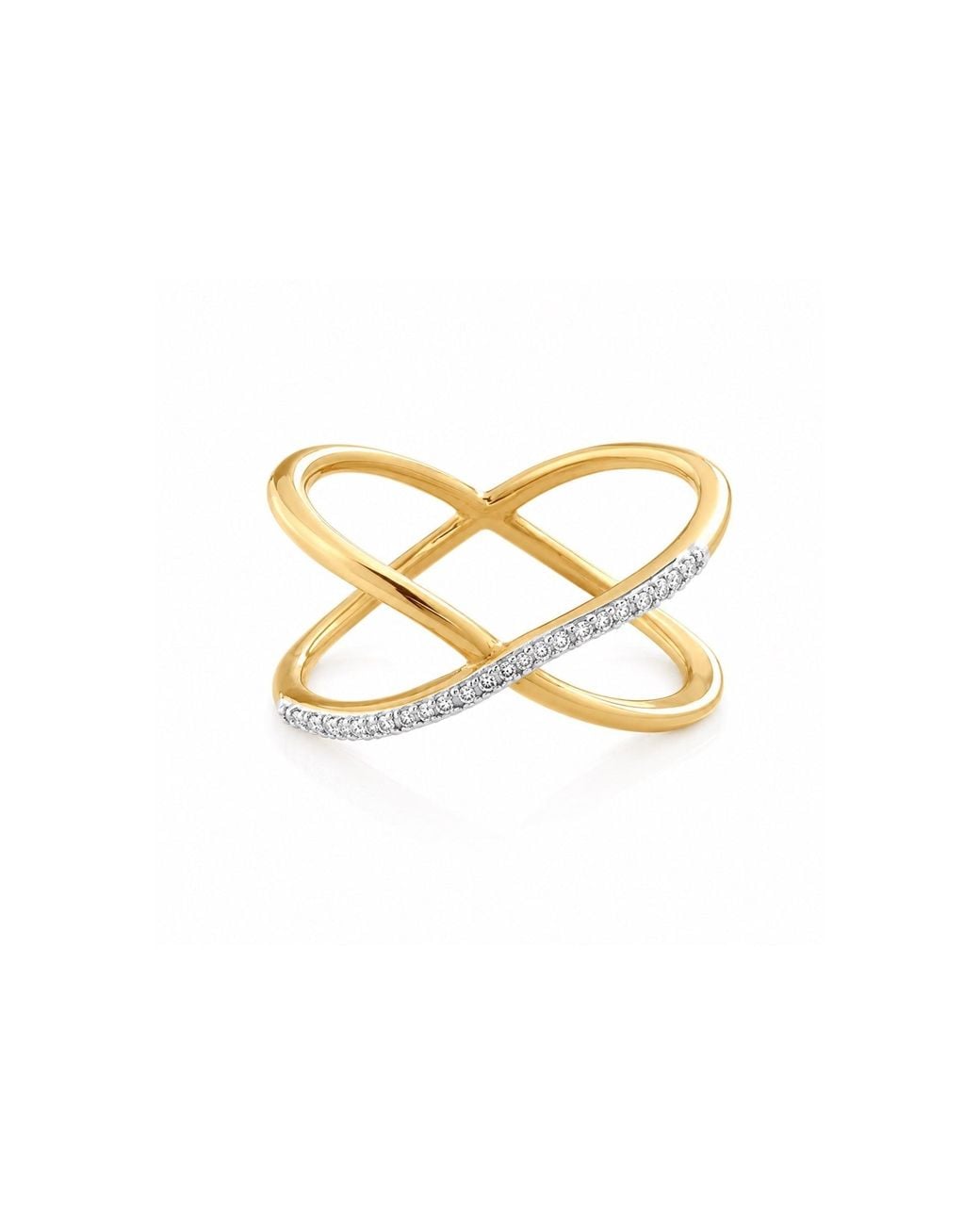 Spero London Metallic Sterling Pave X Ring
