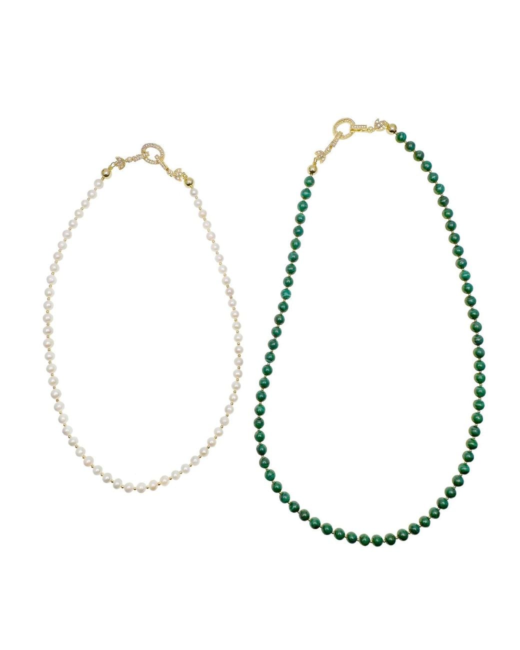 Farra Metallic Malachite With Freshwater Pearls Convertible Necklace