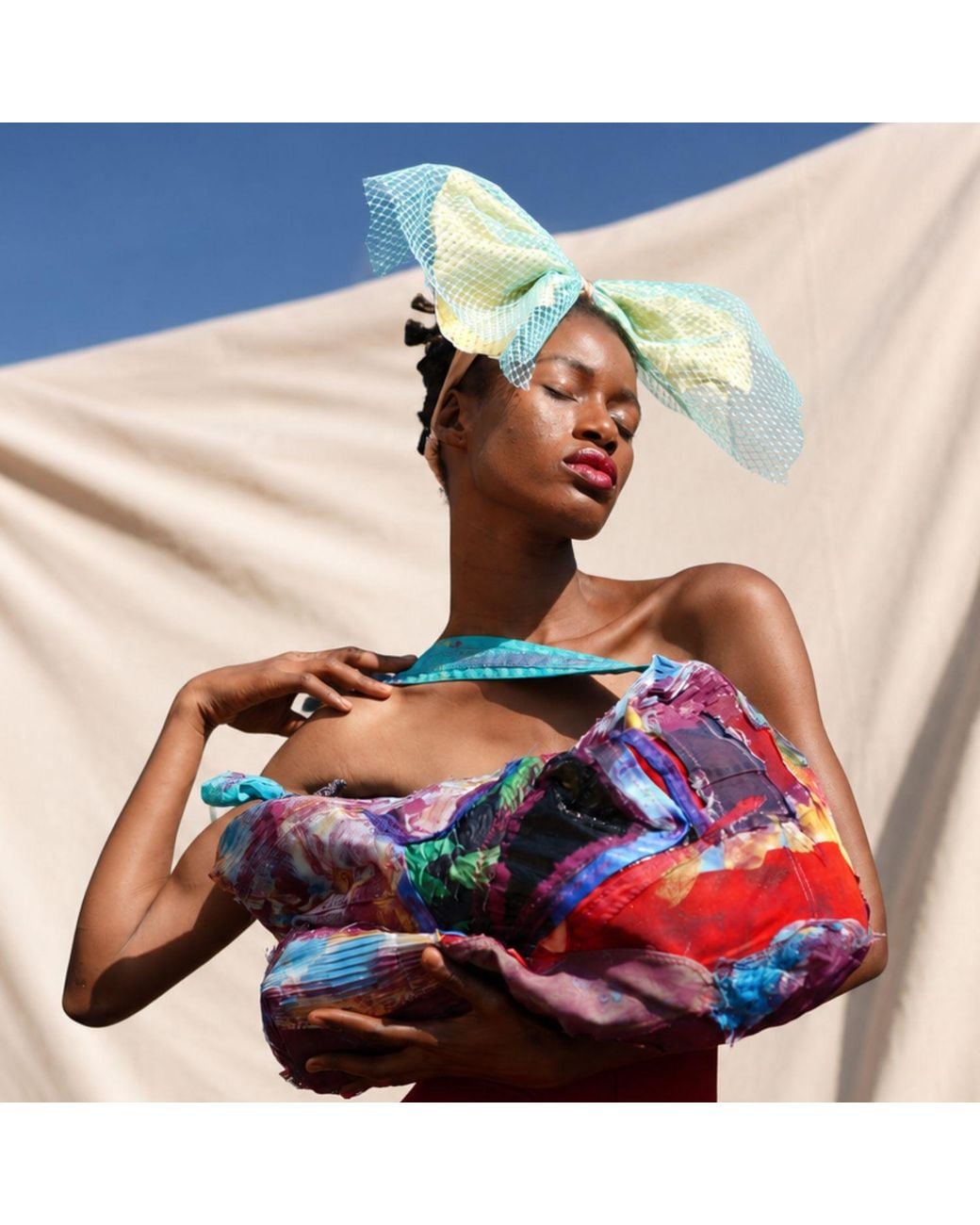 Miro Misljen Yellow Neutrals Silk Bow Headpiece