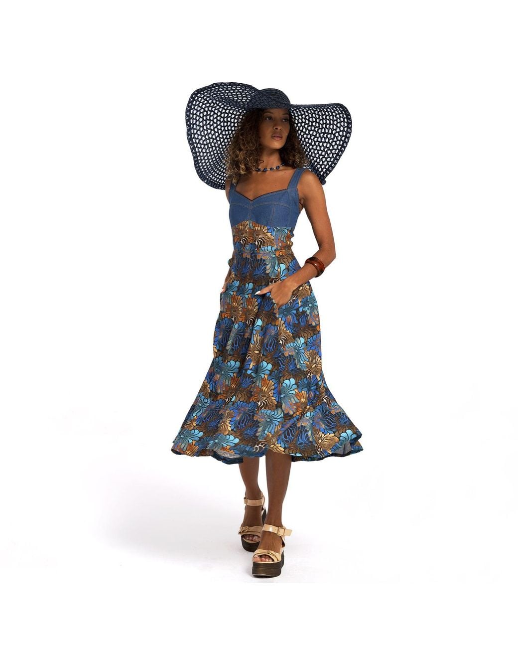 Lalipop Design Blue Midi Dress