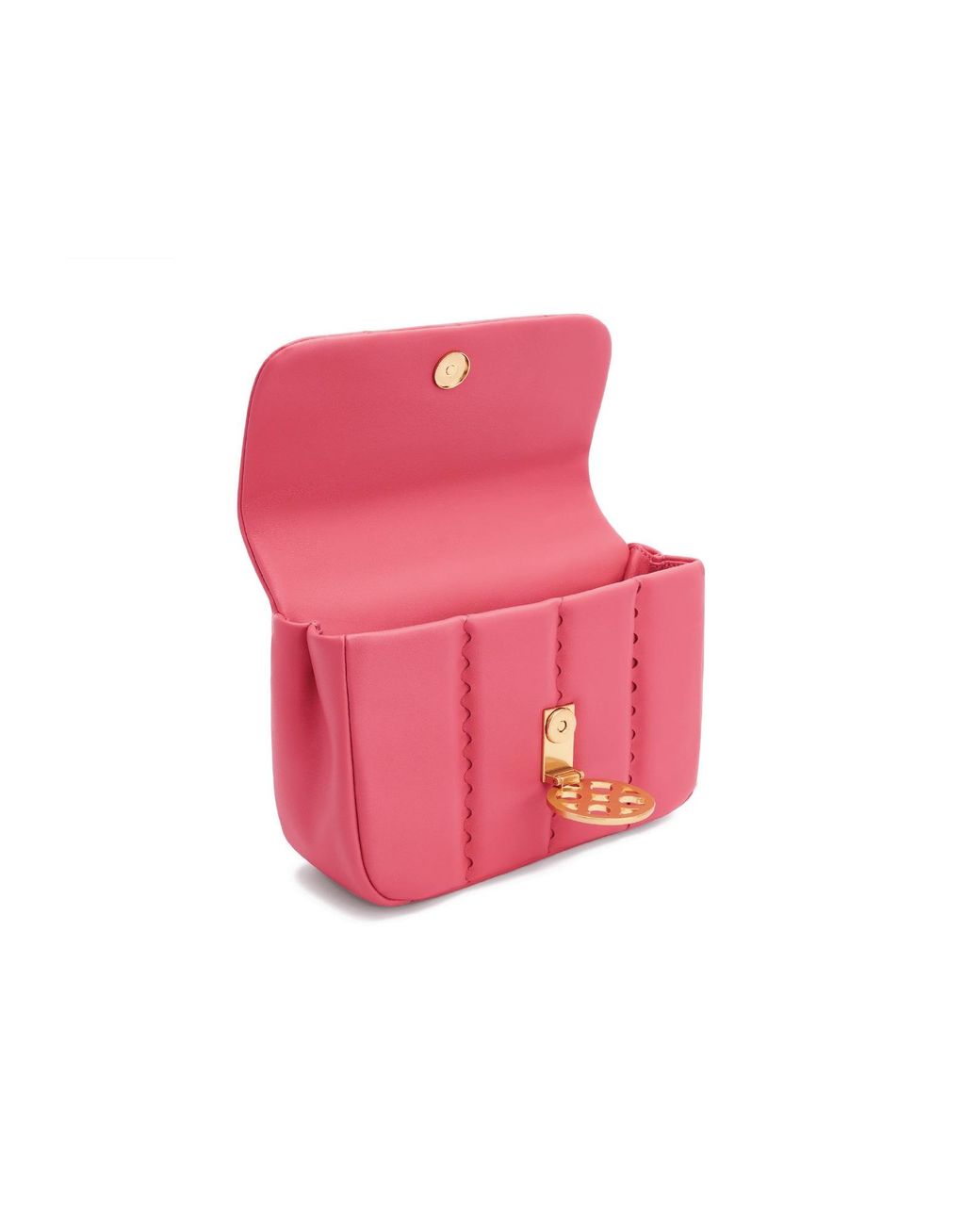 Orange Cube Pink Square Stitch Flap Bag