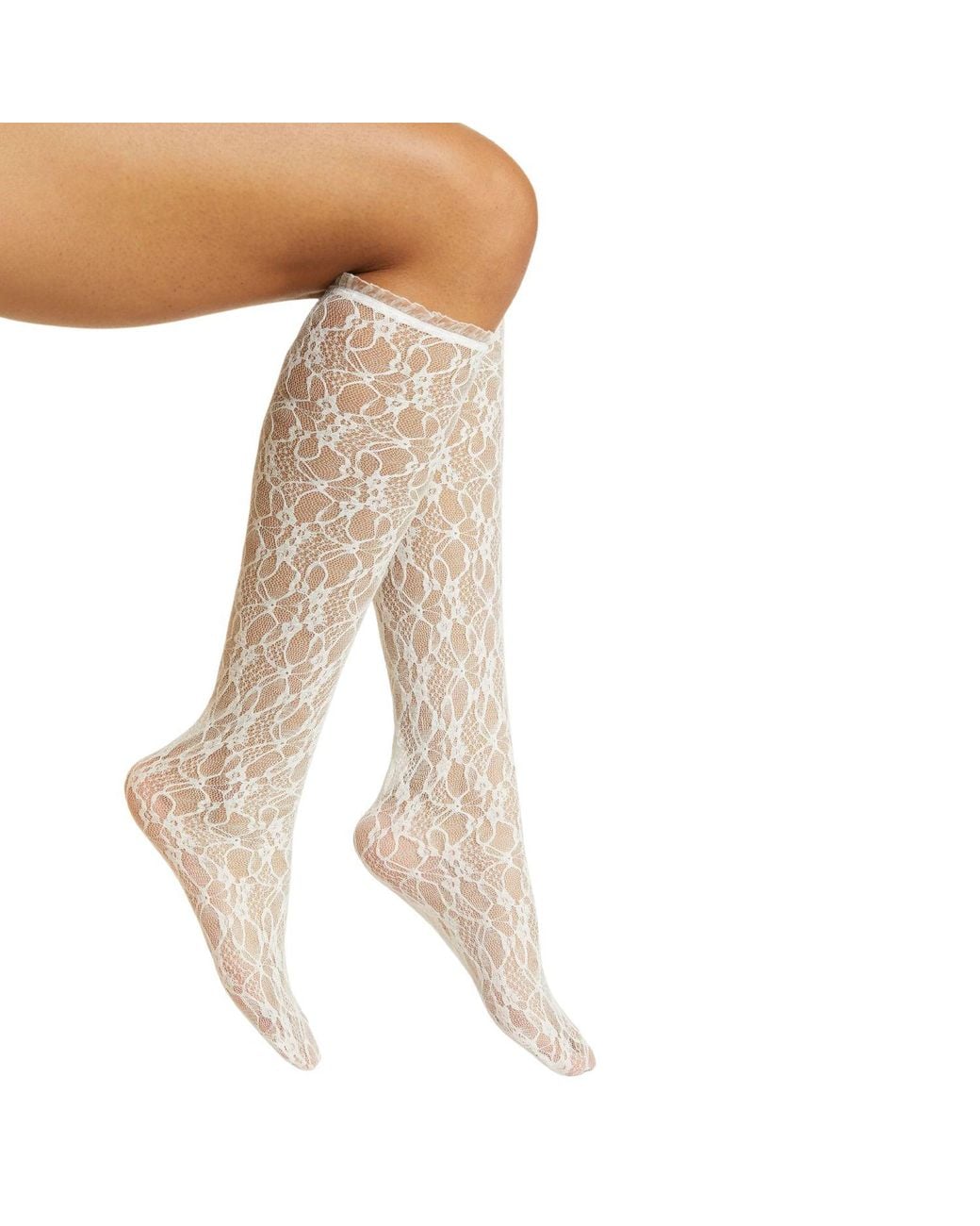 HIGH HEEL JUNGLE by KATHRYN EISMAN Brown Lace Knee High Socks
