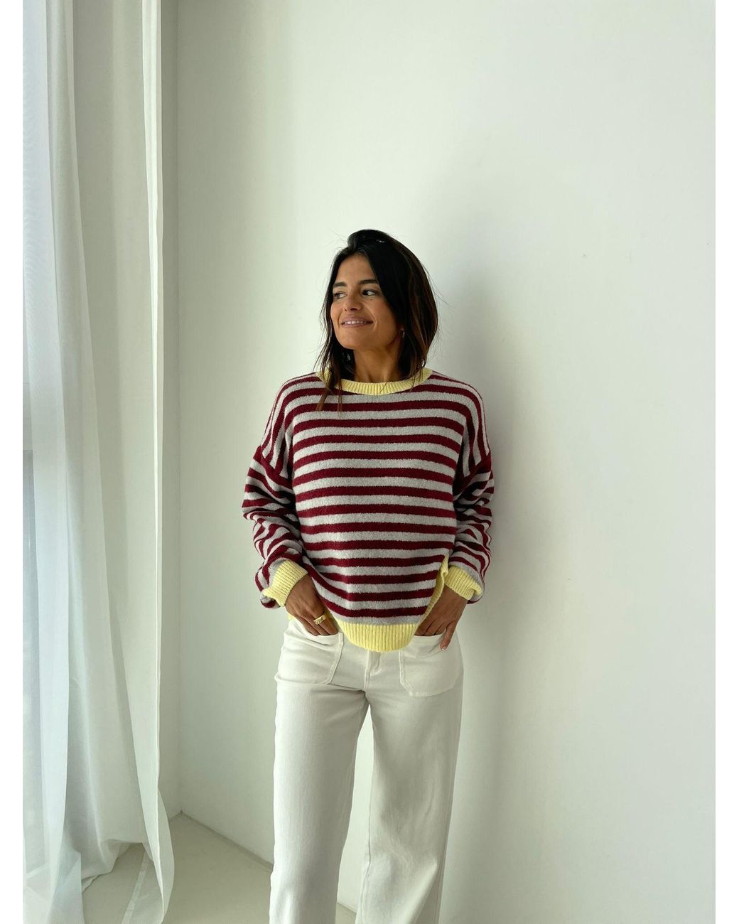 Mind Traveler Purple Burgundy & Striped Pia Sweater