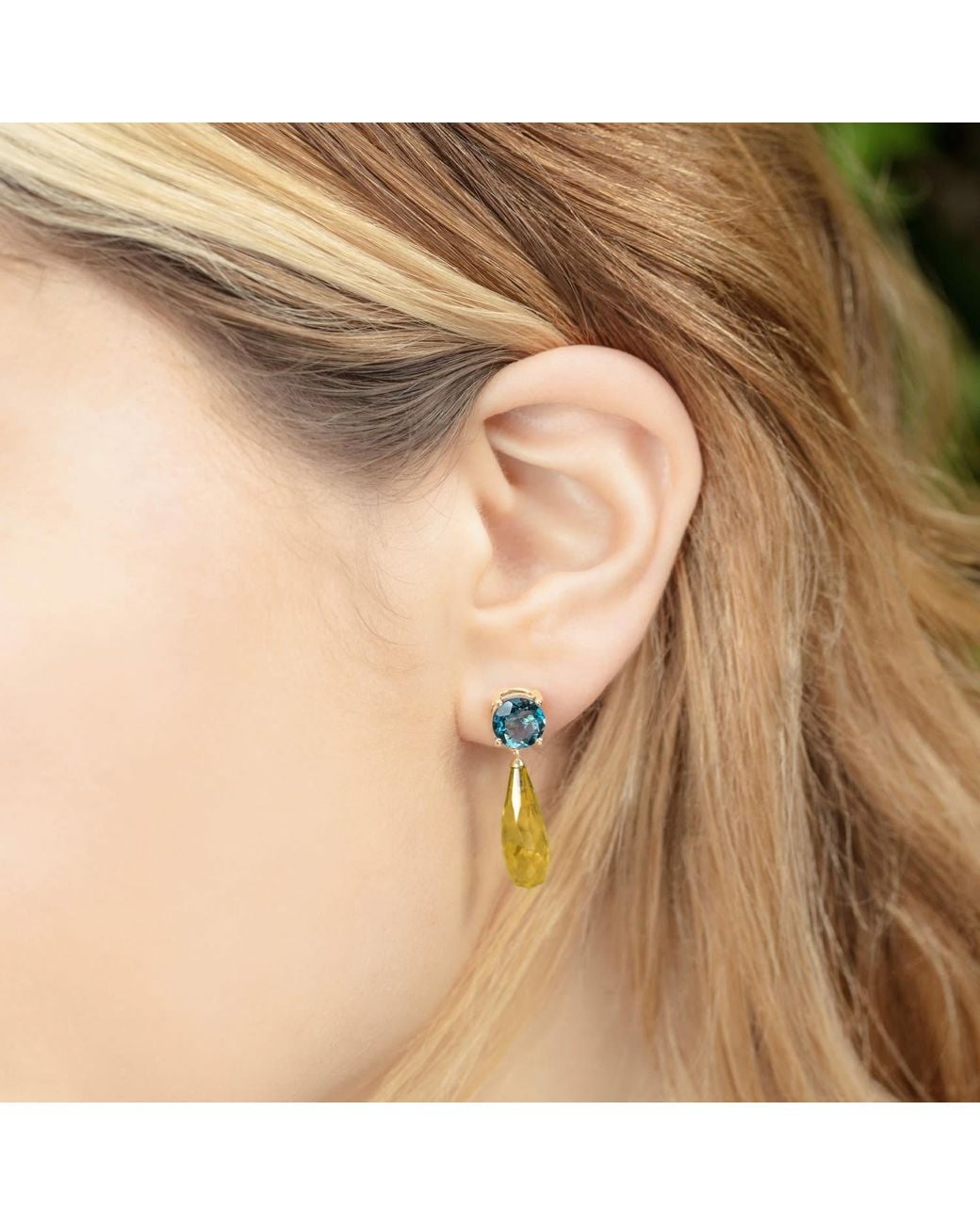 Augustine Jewels Blue Topaz & Citrine Drop Earrings