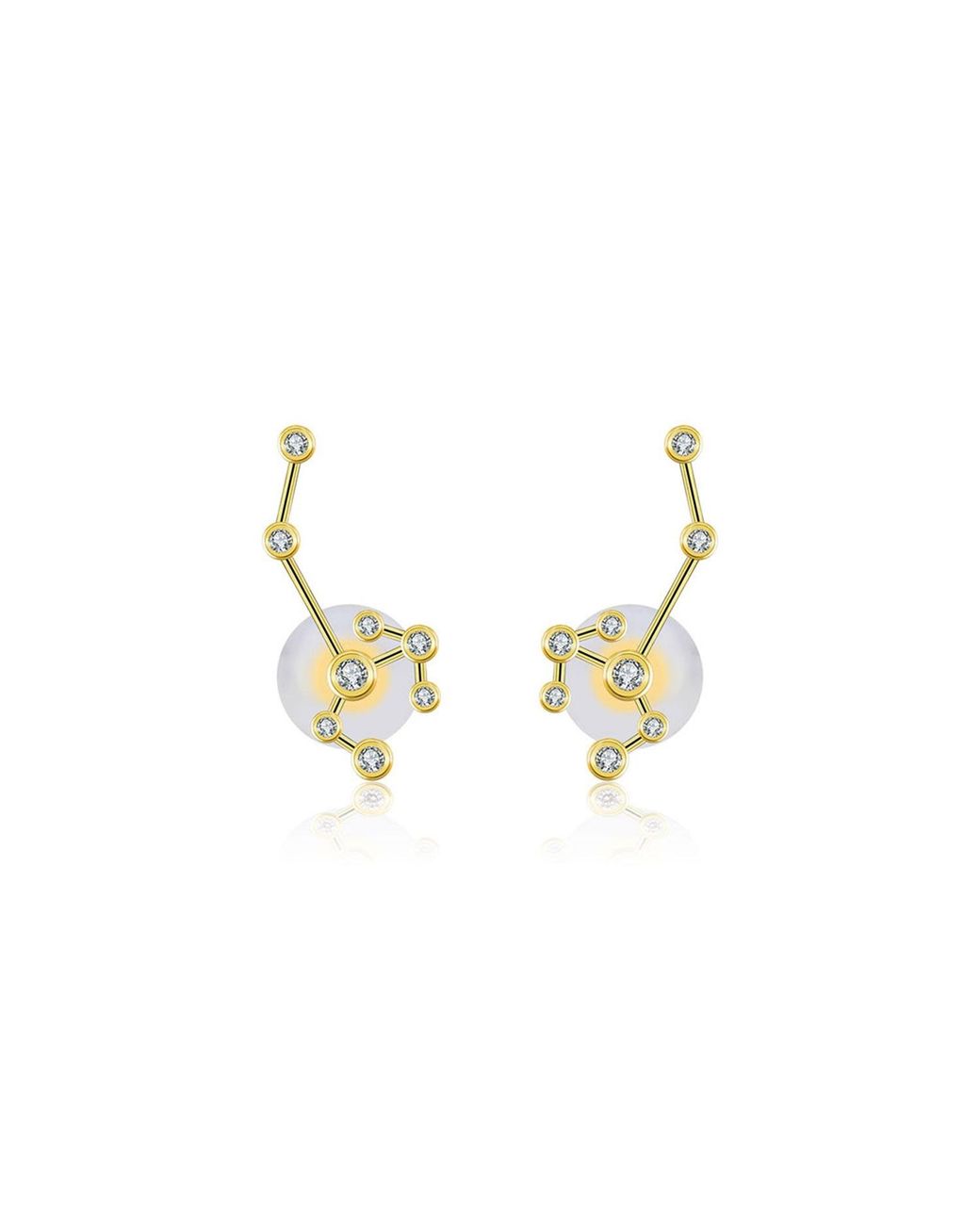 Genevieve Collection Metallic Sagittarius Zodiac Constellation Earring 18K & Diamond
