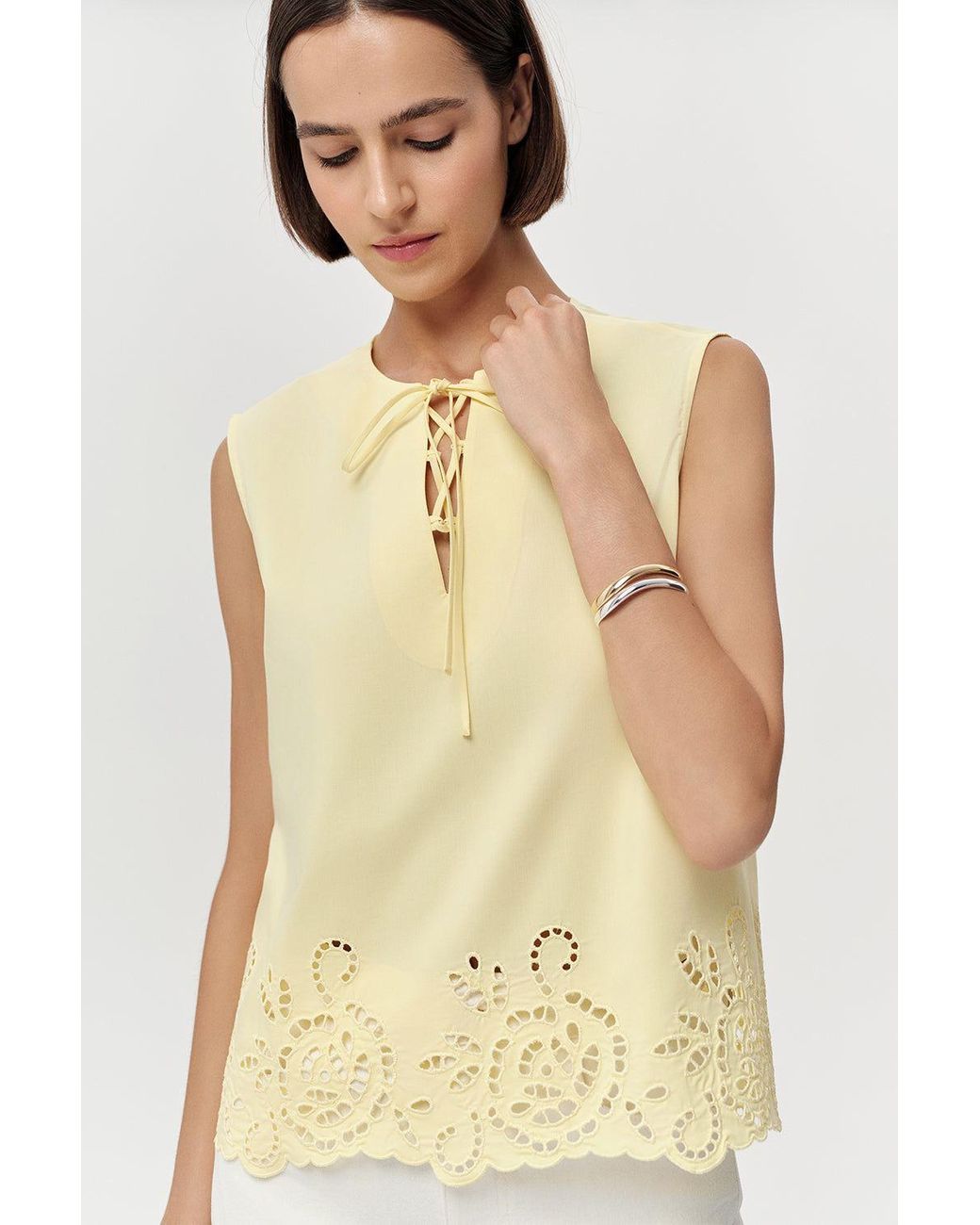Exquise Yellow Adrianne Sleeveless Blouse