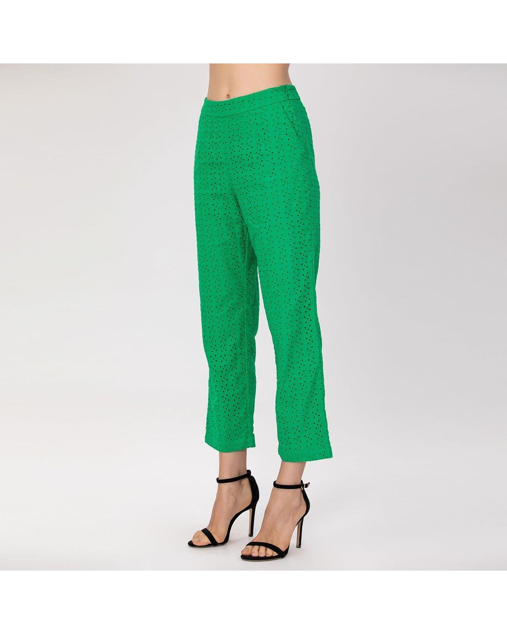 Smart and Joy Natural Neutrals Eyelet Cotton Lace Pants -Cream