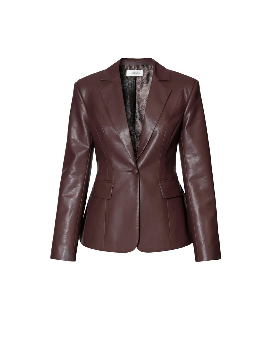Aggi AGGI by HALEWSKI Bonnie Chocolate Vegan Leather X Shaped Blazer in ...