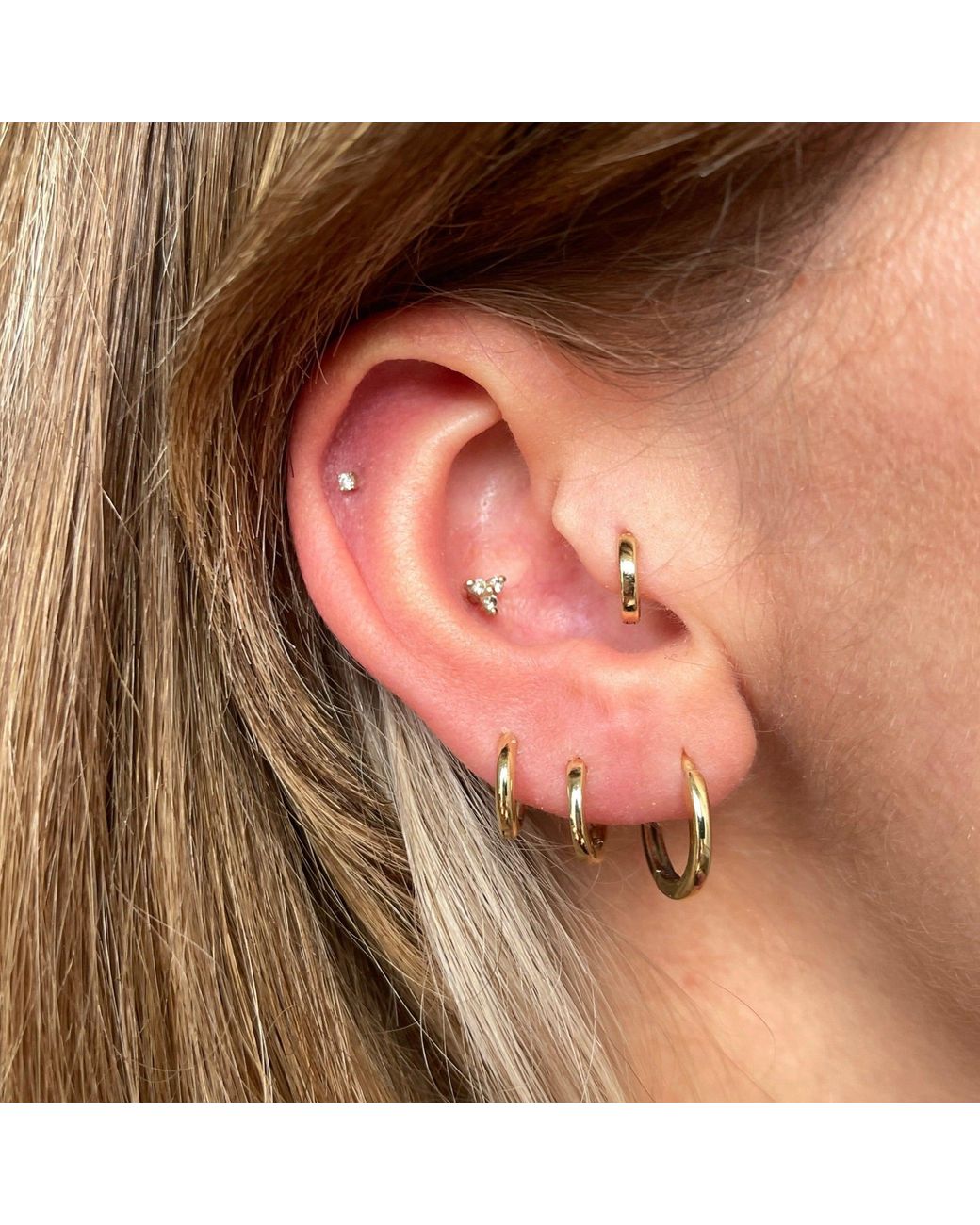 Zohreh Metallic Teeny Wide Huggie Hoop Earring Pair 9K