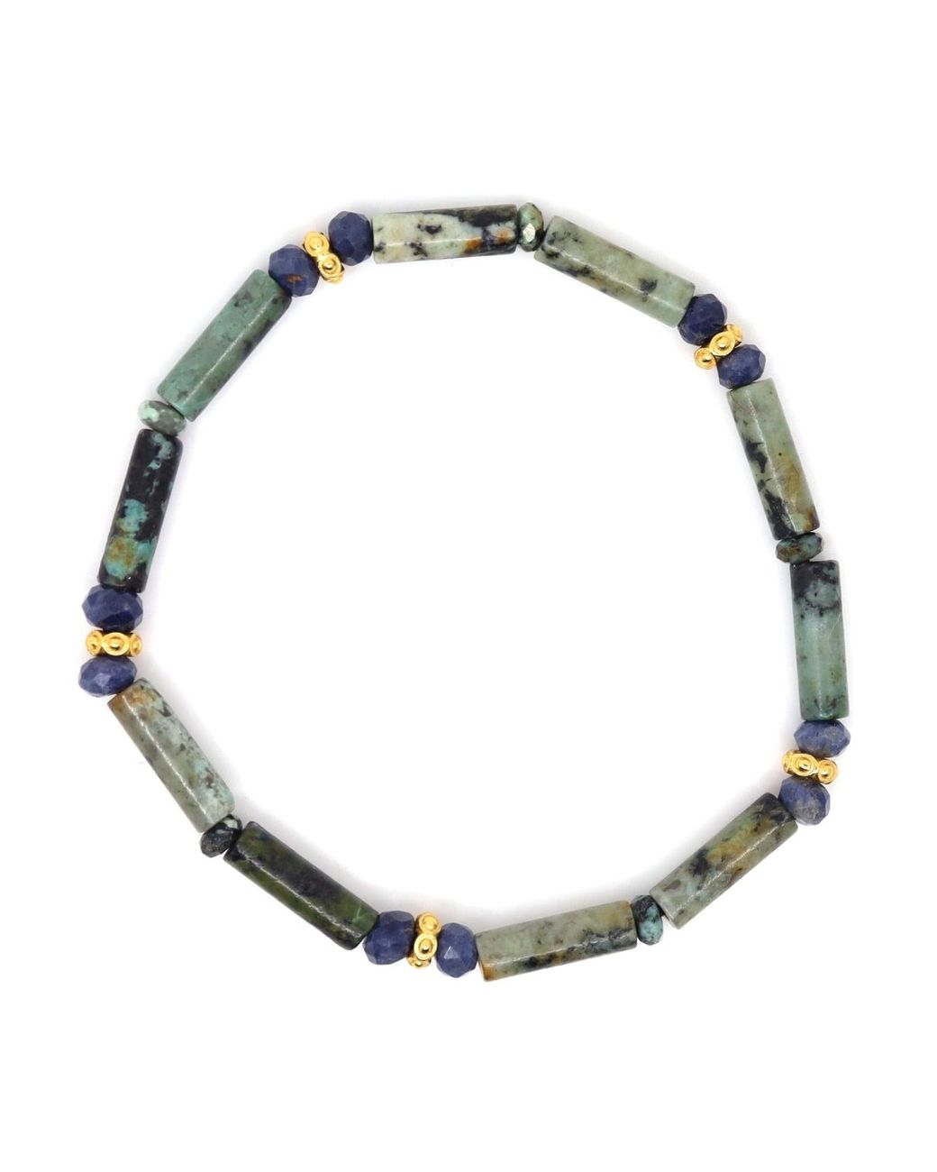 Shar Oke Green African & Sapphire Bracelet for men