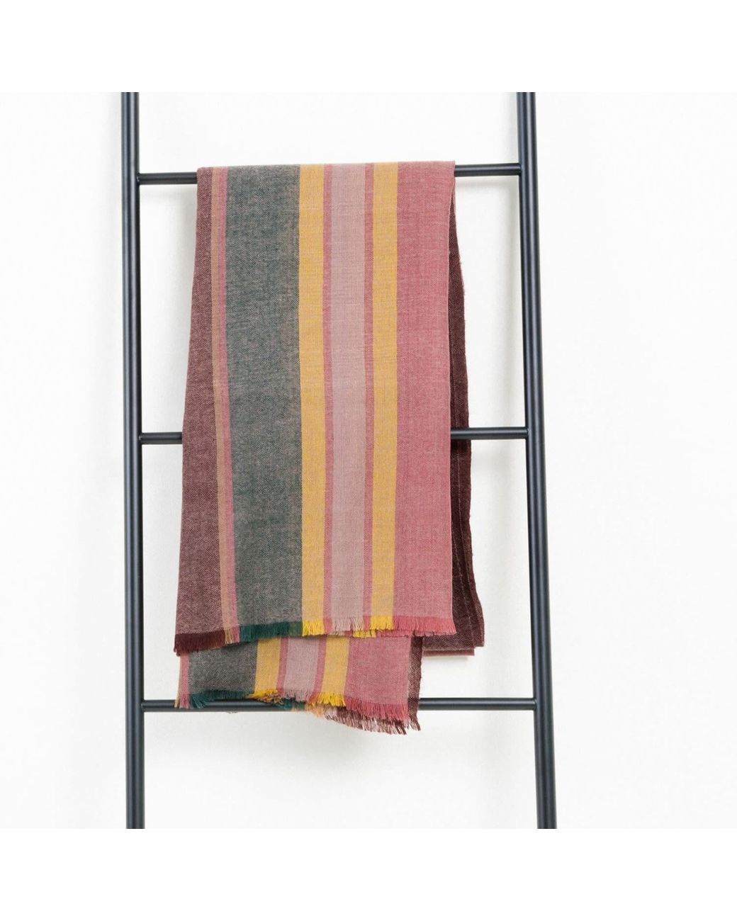 Variously Pink Barque Clay Modern Artisan Striped Soft Merino Handwoven Scarf