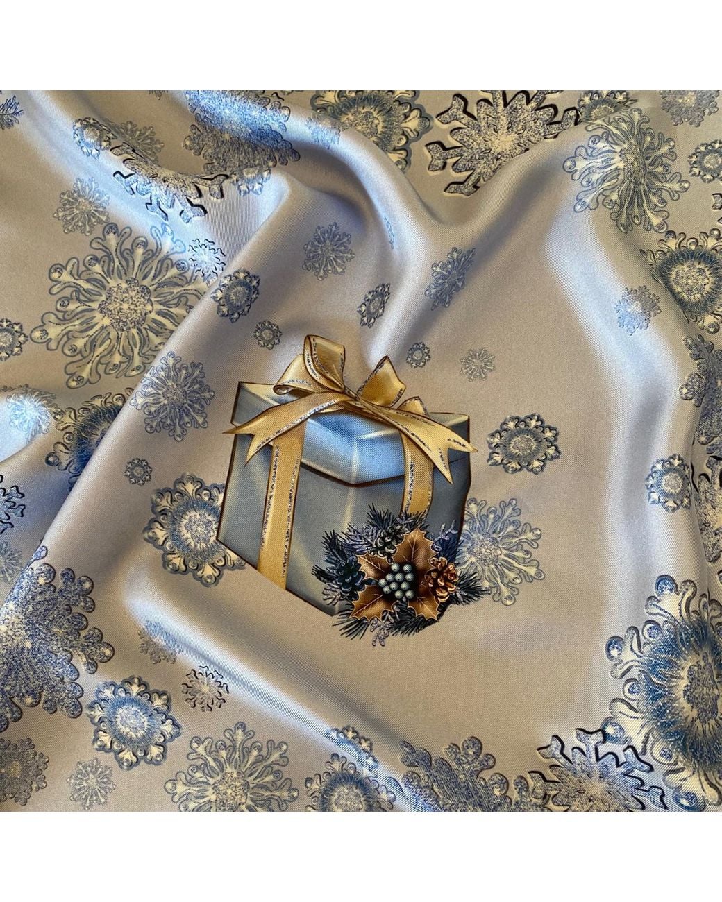 Ralufineart Blue Frozen Elegance Pocket Square
