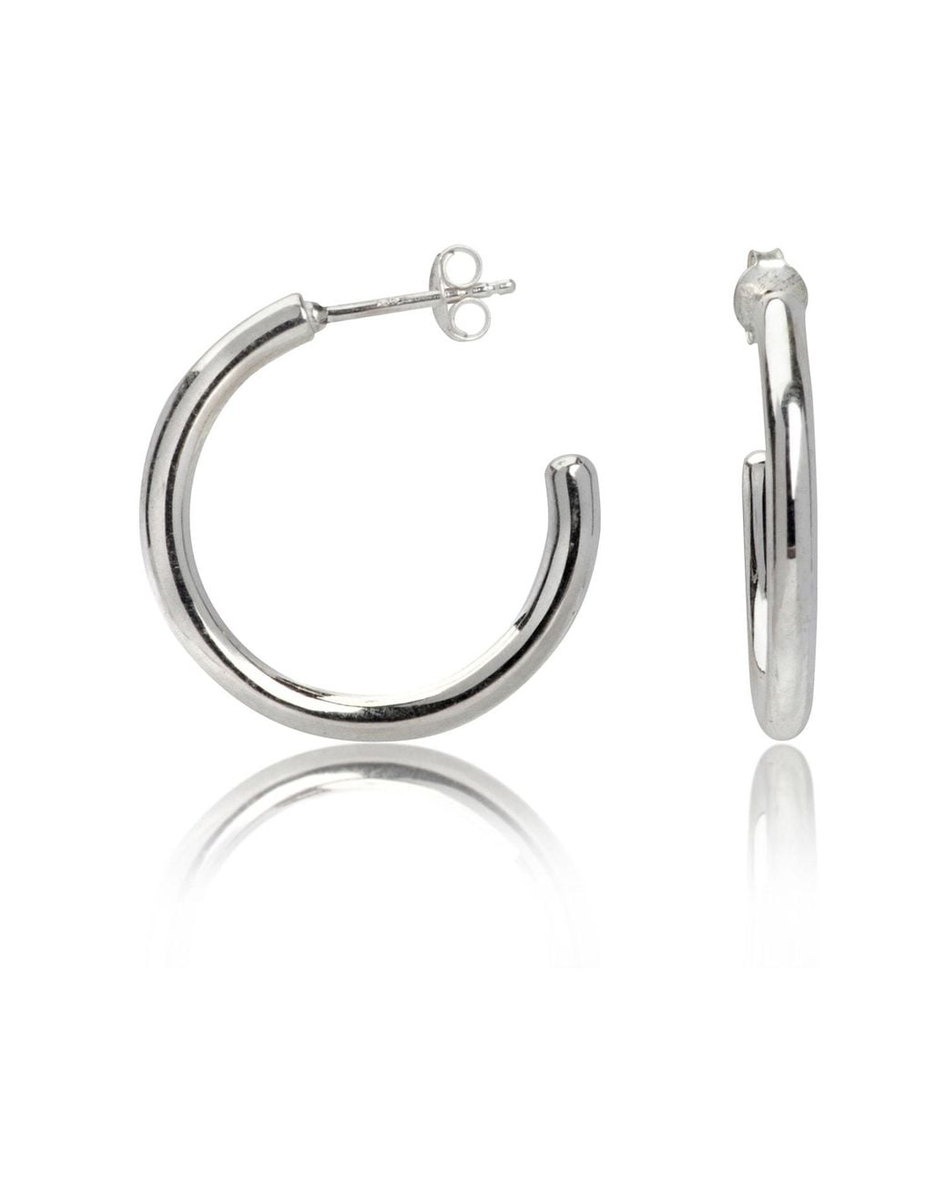 The Jewellery Store London White Plain Open Hoops Stud Earrings