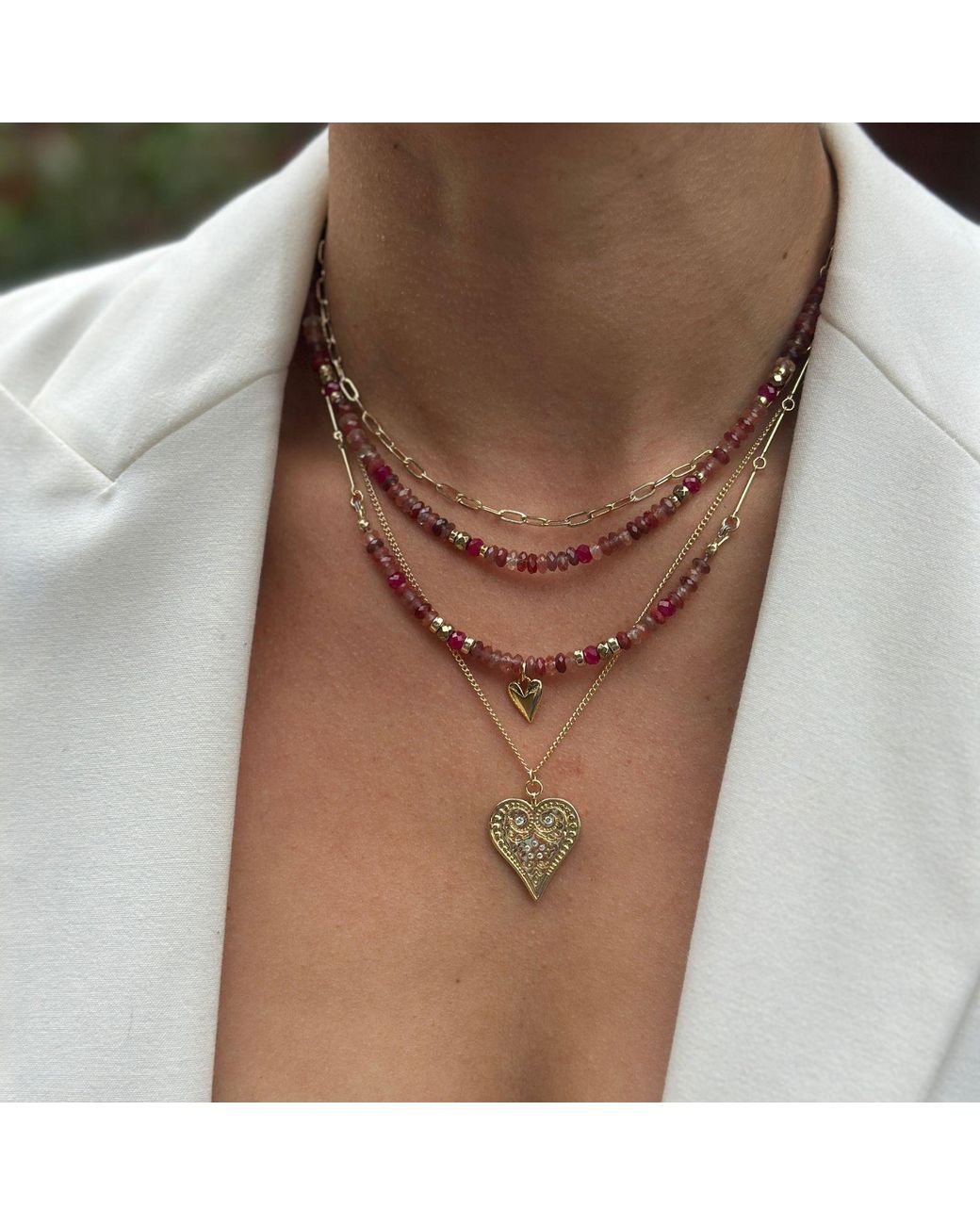 Rachel Nathan Metallic Paisley Heart Necklace