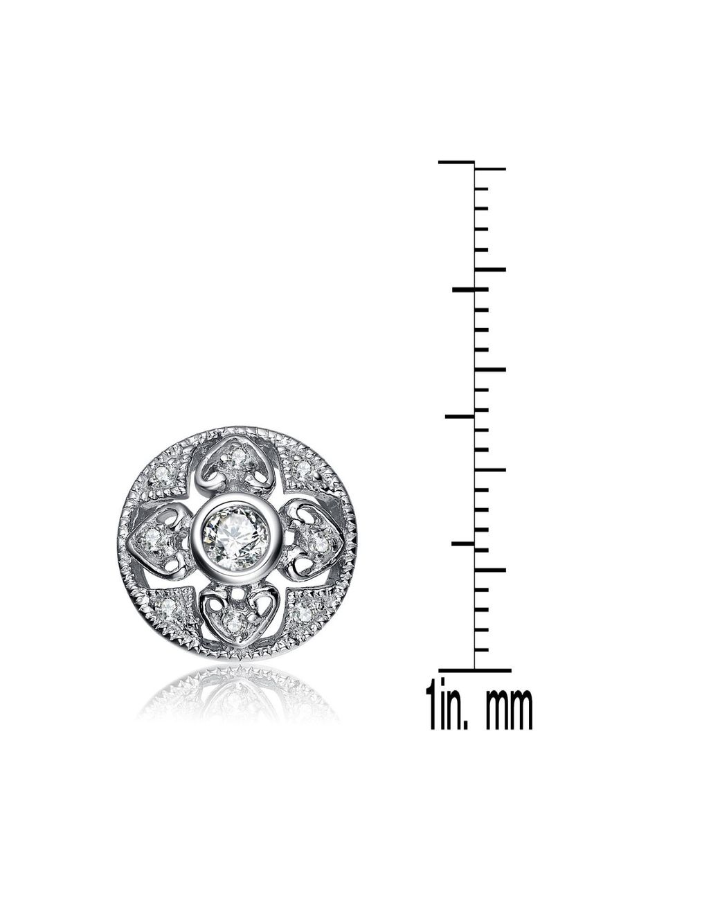 Genevive Jewelry Metallic Cz Sterling Plated Round Stud Earrings