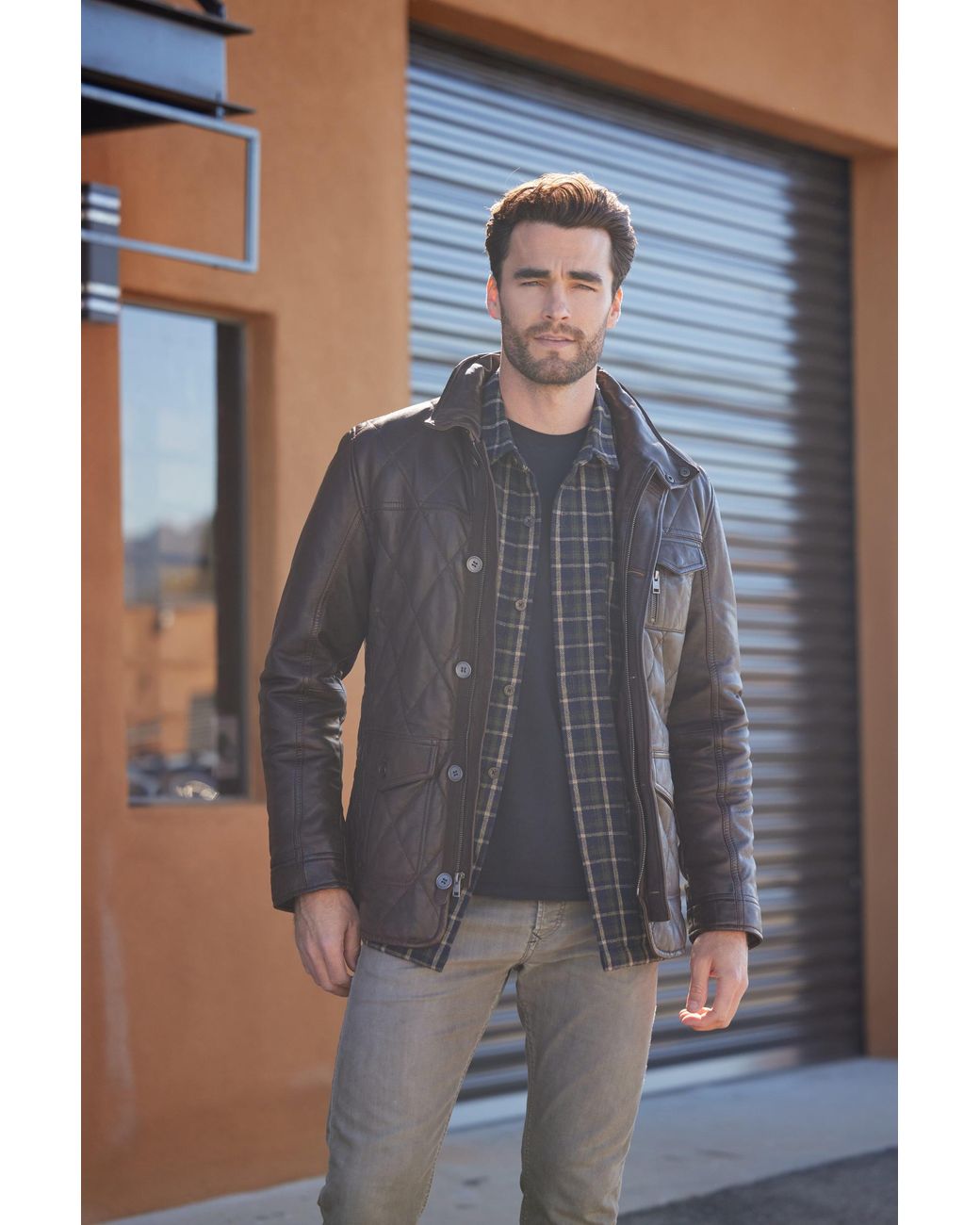 Mauritius Black Quilted Leather Jacket Kalisdo for men