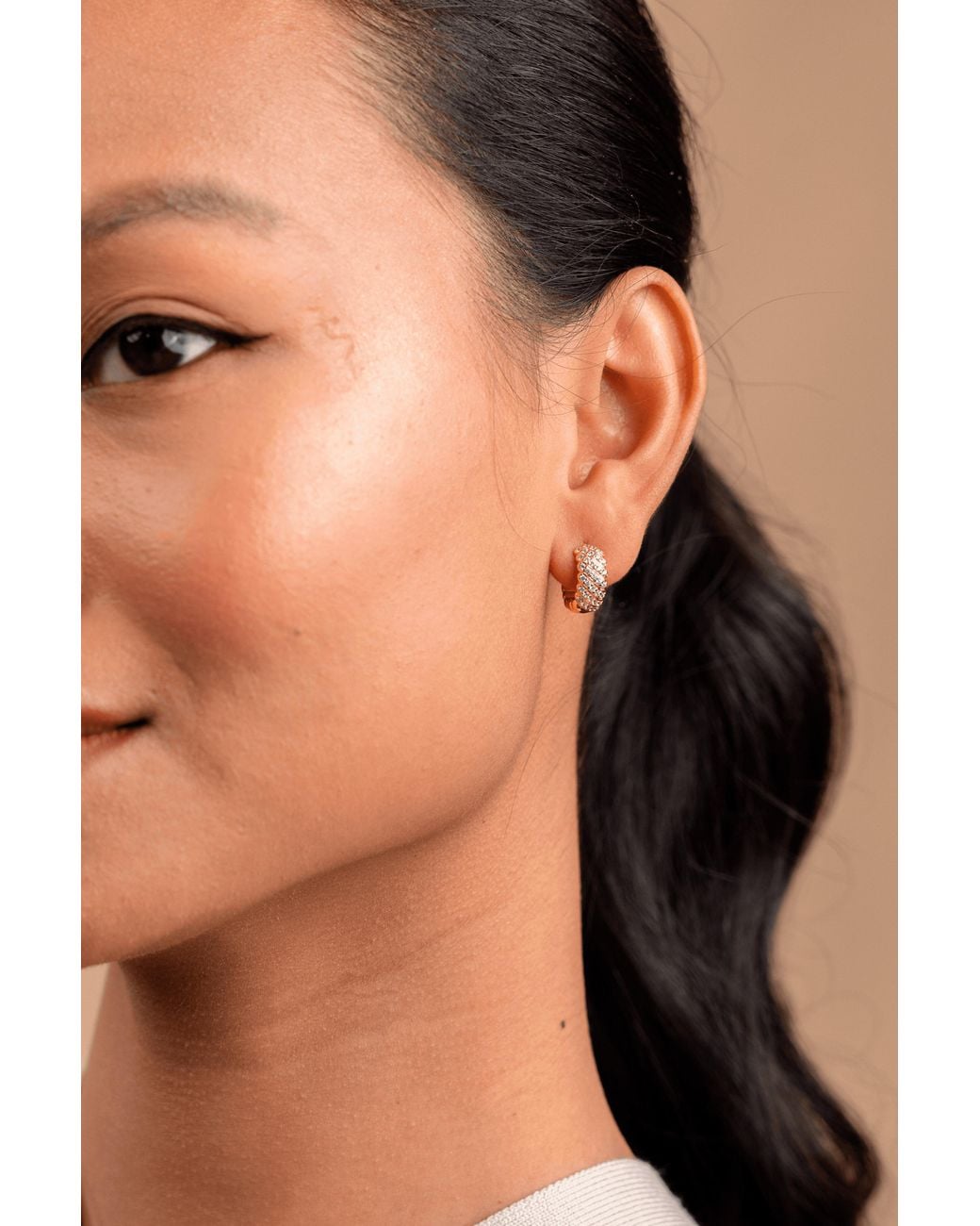 Zynnia Collective Metallic Studded Huggie Hoops
