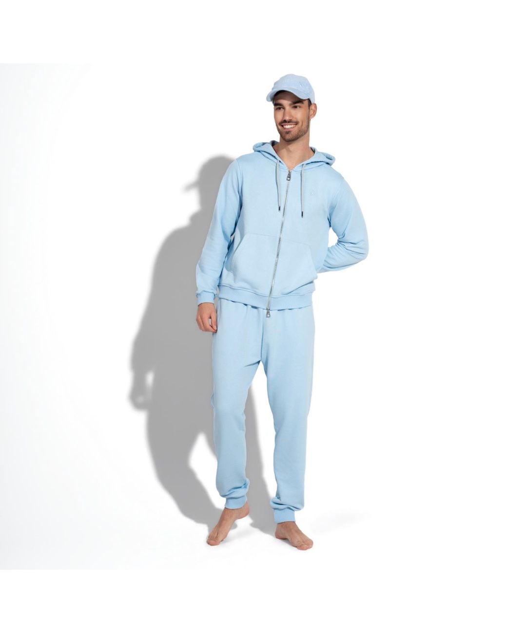Maison Tangerine Blue Cotton Zip-Up Hoodie & Joggers Tracksuit Set Cloud For